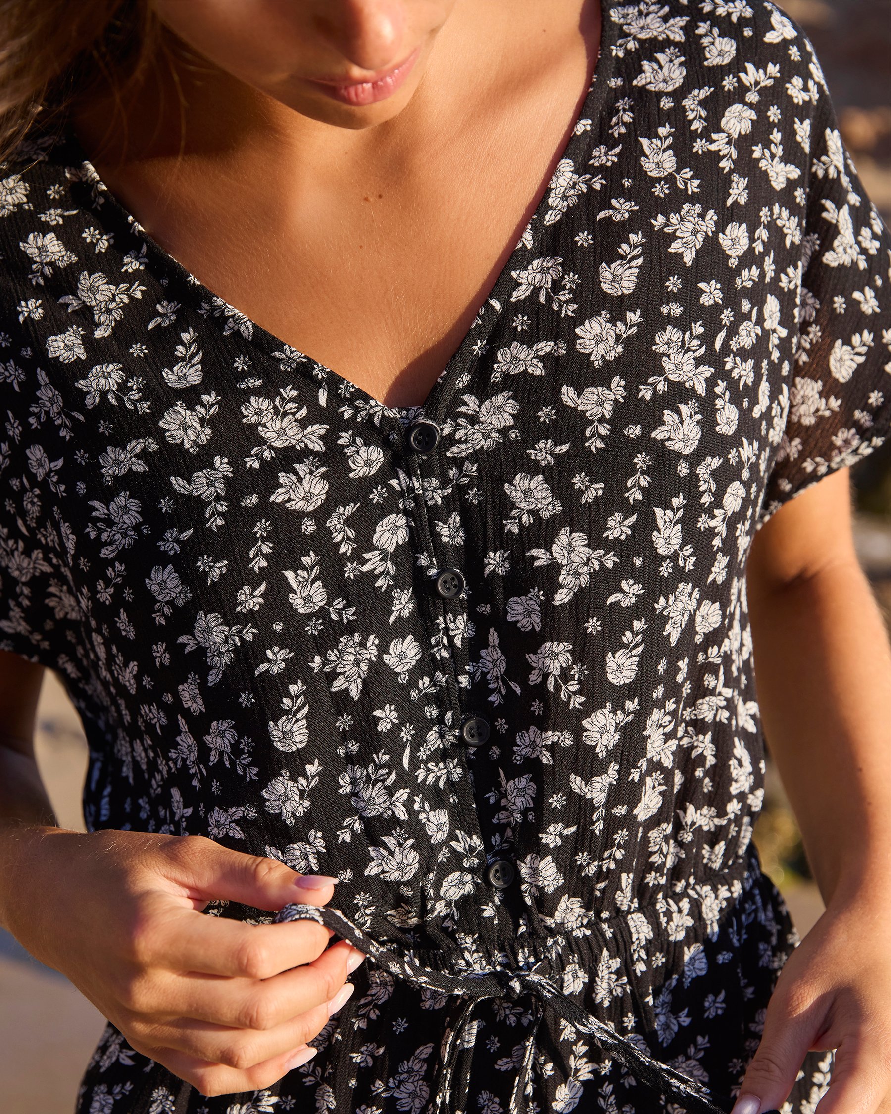 TROPIK Gauze Short Dress Black and white 02300171 - View3