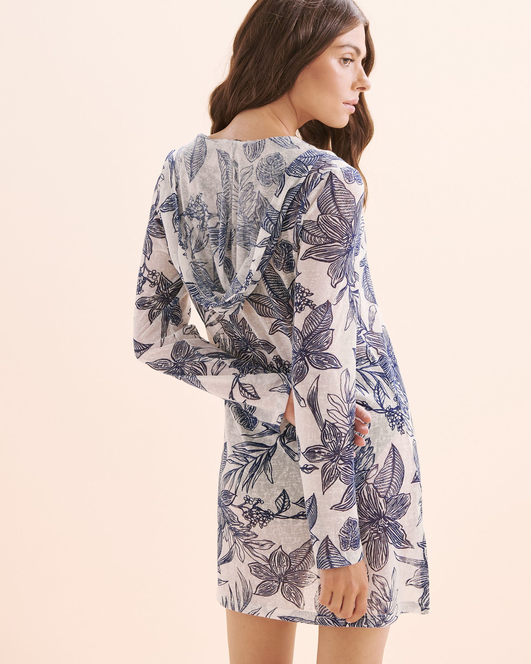 COVER ME Hacci Long Sleeve Hooded Tunic Black and blue 26025270 - View2