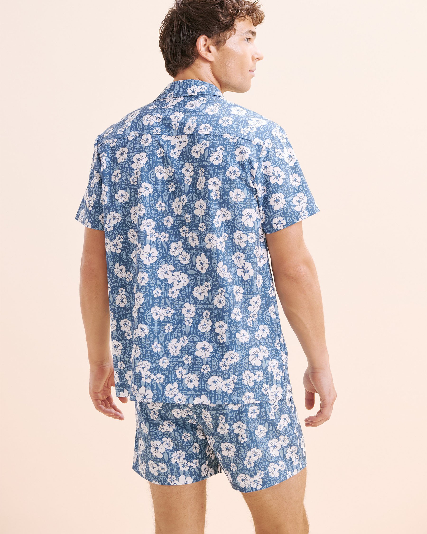 HAMABE Short Sleeve Shirt Blue 04100040 - View2