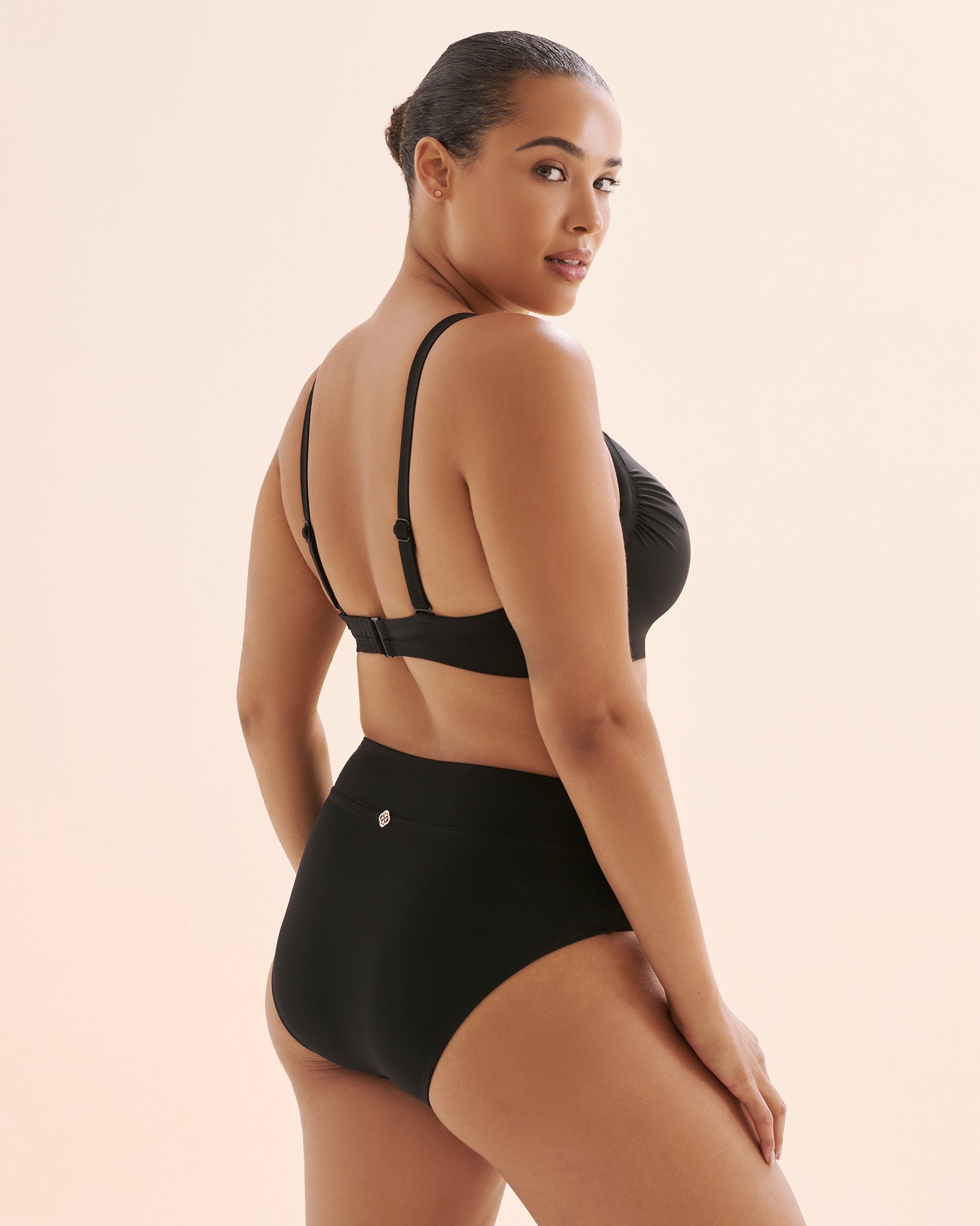 TURQUOISE COUTURE Bas de bikini taille haute Noir 01300479 - View1