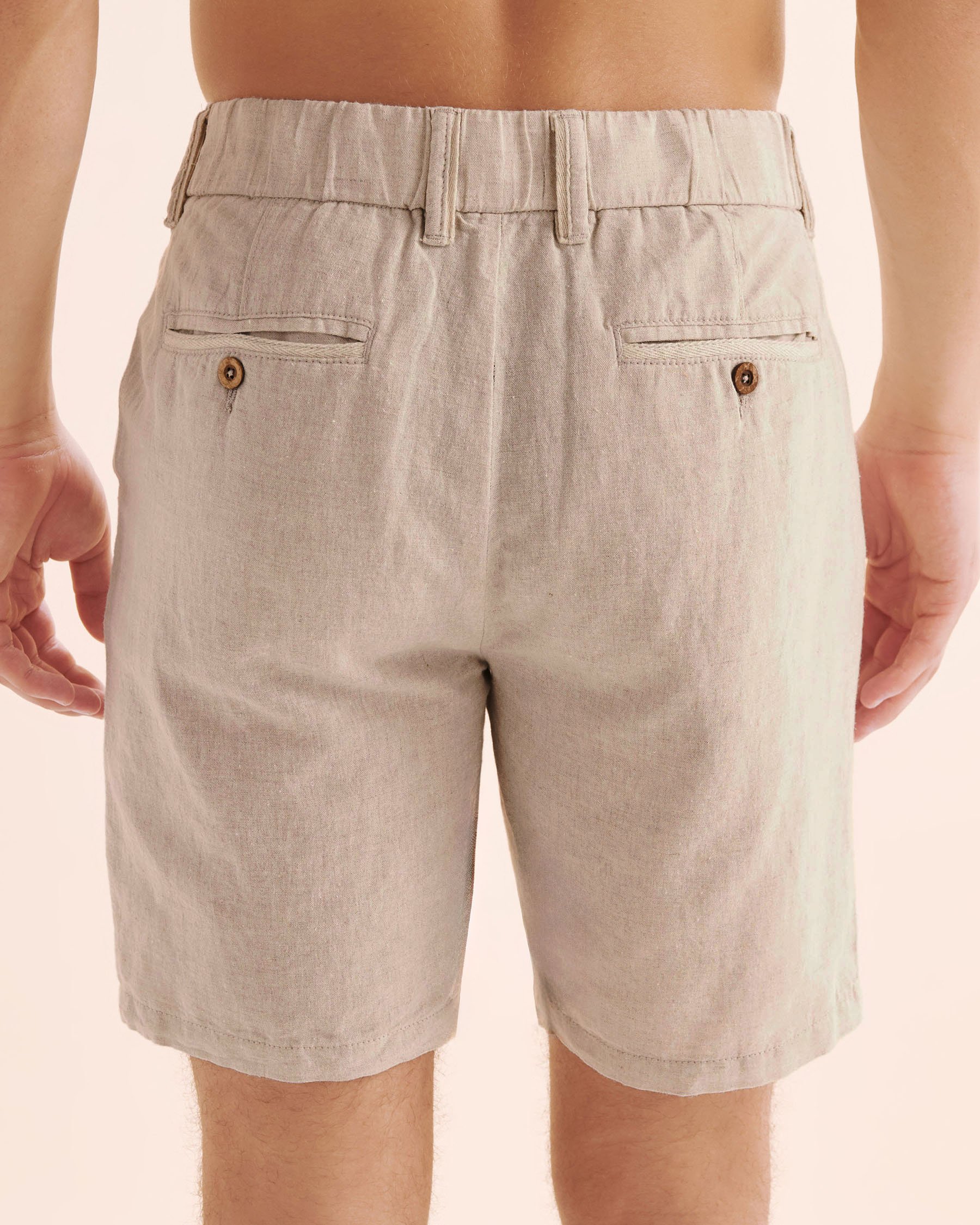 PUBLIC BEACH Linen Blend Bermuda Beige PB8801BIK - View2