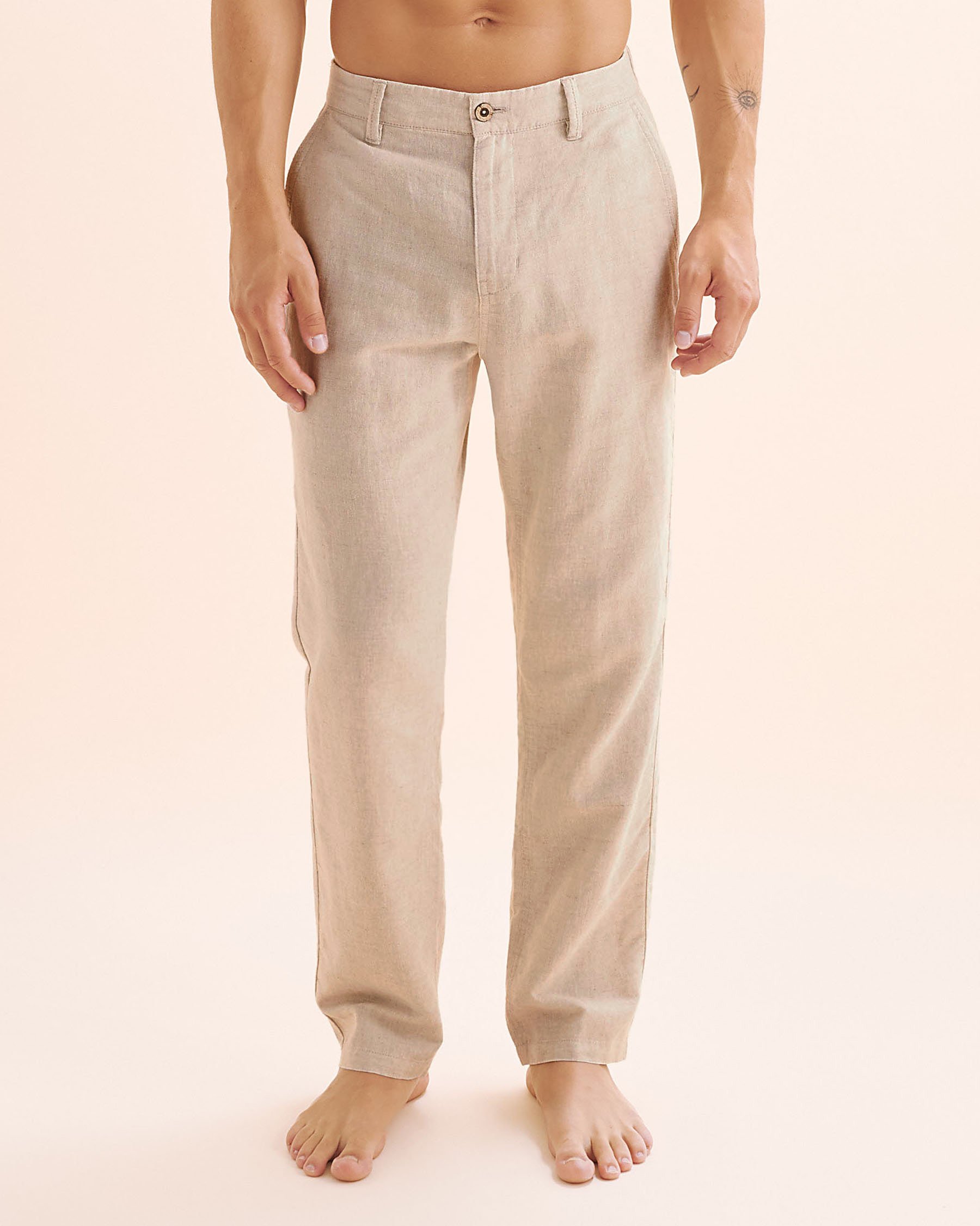 PUBLIC BEACH Linen Blend Pants Beige PB8101BIK - View1