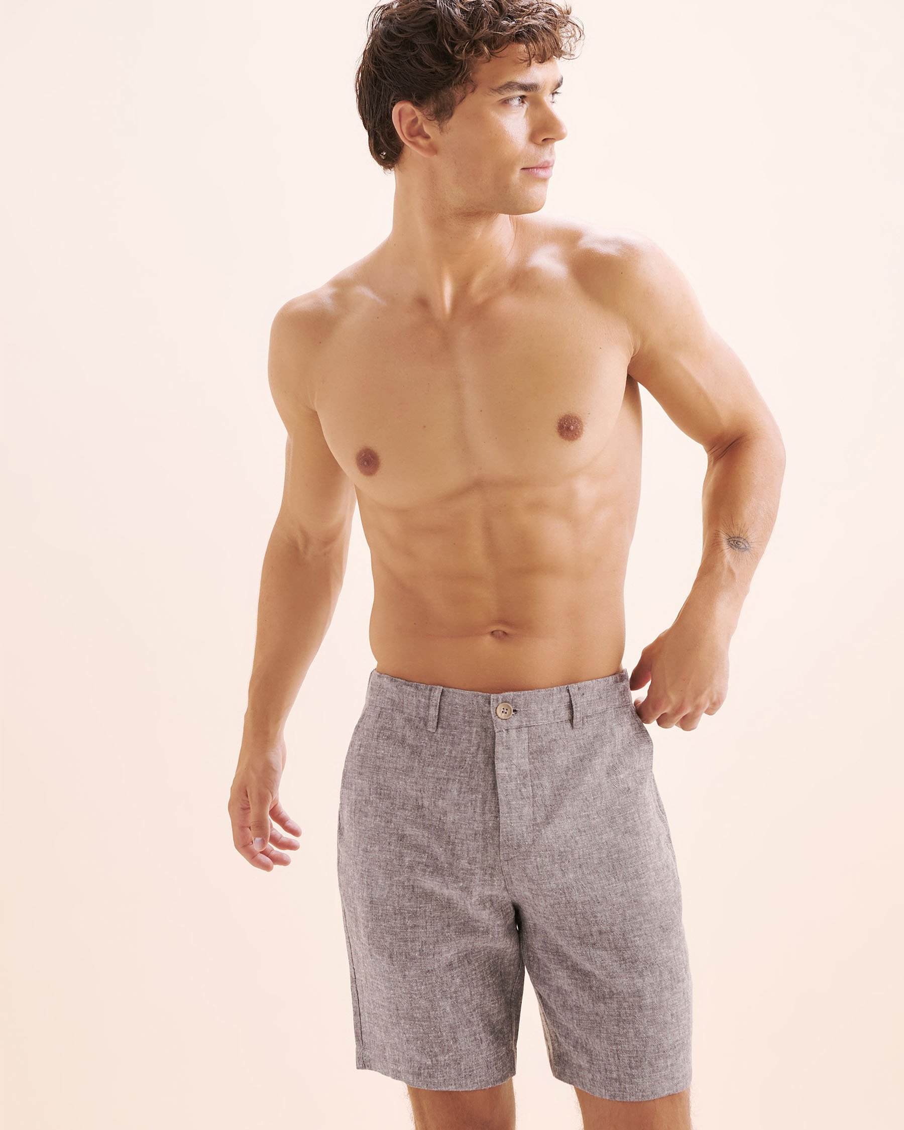 OFF THE BEACH Linen Blend Shorts Grey 04200011 - View4