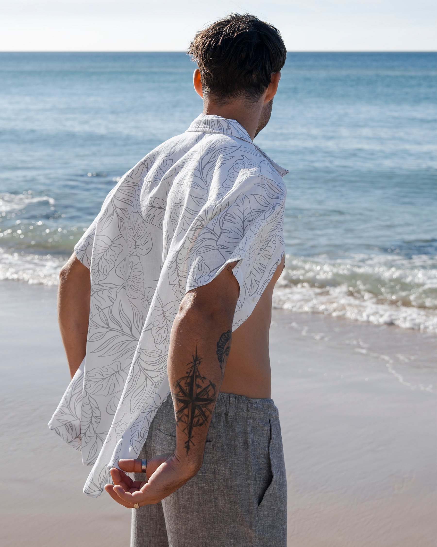 OFF THE BEACH Chemise à manches courtes en lin Blanc 04100042 - View2