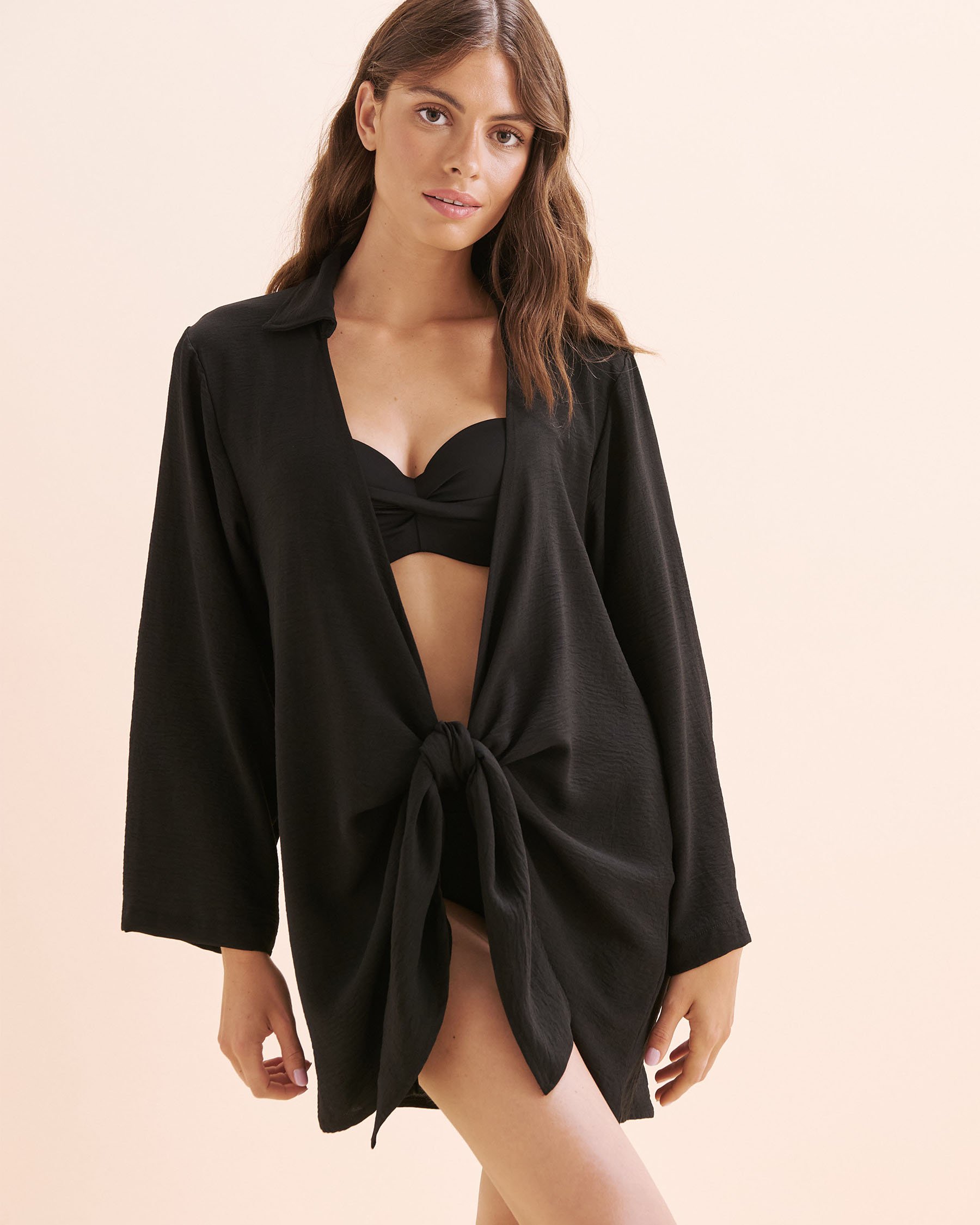 COVER ME Melrose Flo Front Tie Cover Up Black 26022645 - View1