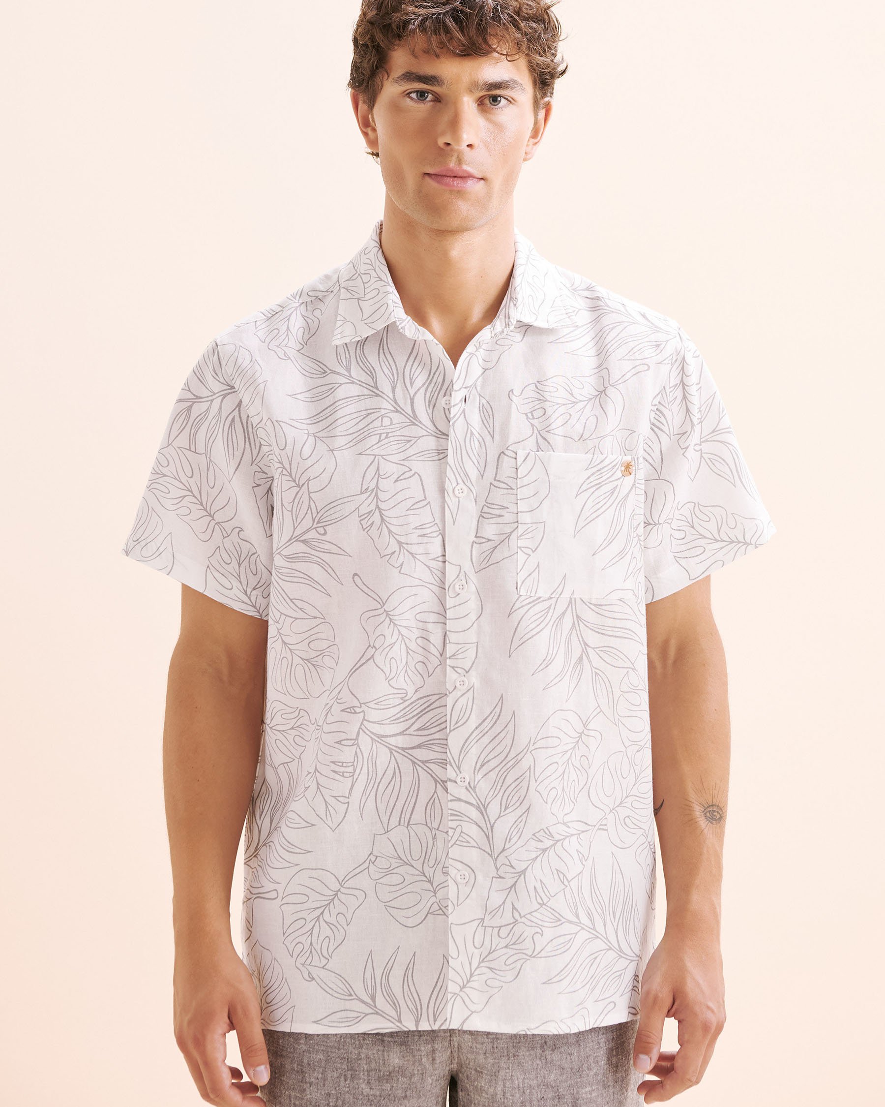 OFF THE BEACH Linen Short Sleeves Shirt White 04100042 - View4