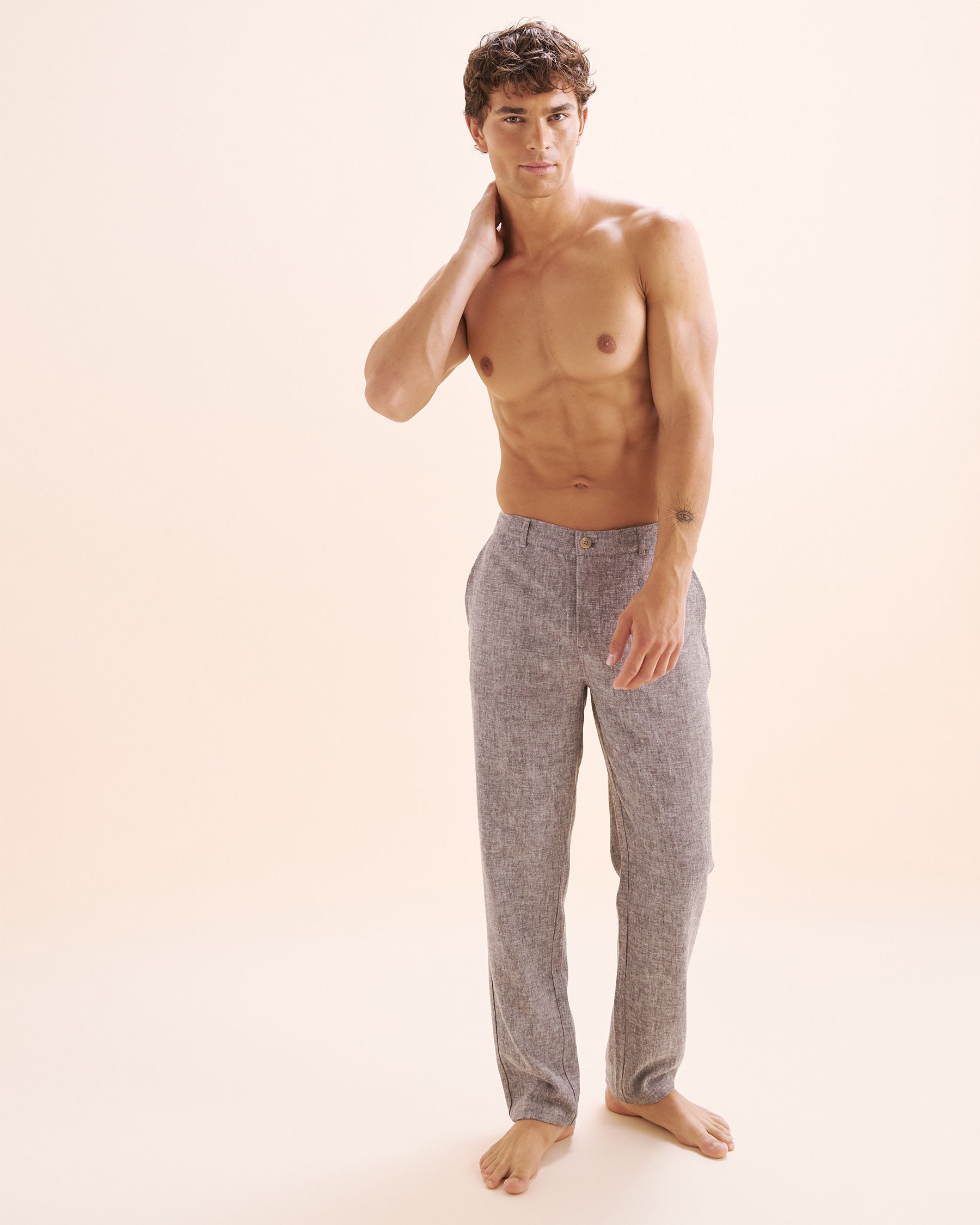 OFF THE BEACH Pantalon en mélange de lin Gris 04200009 - View4