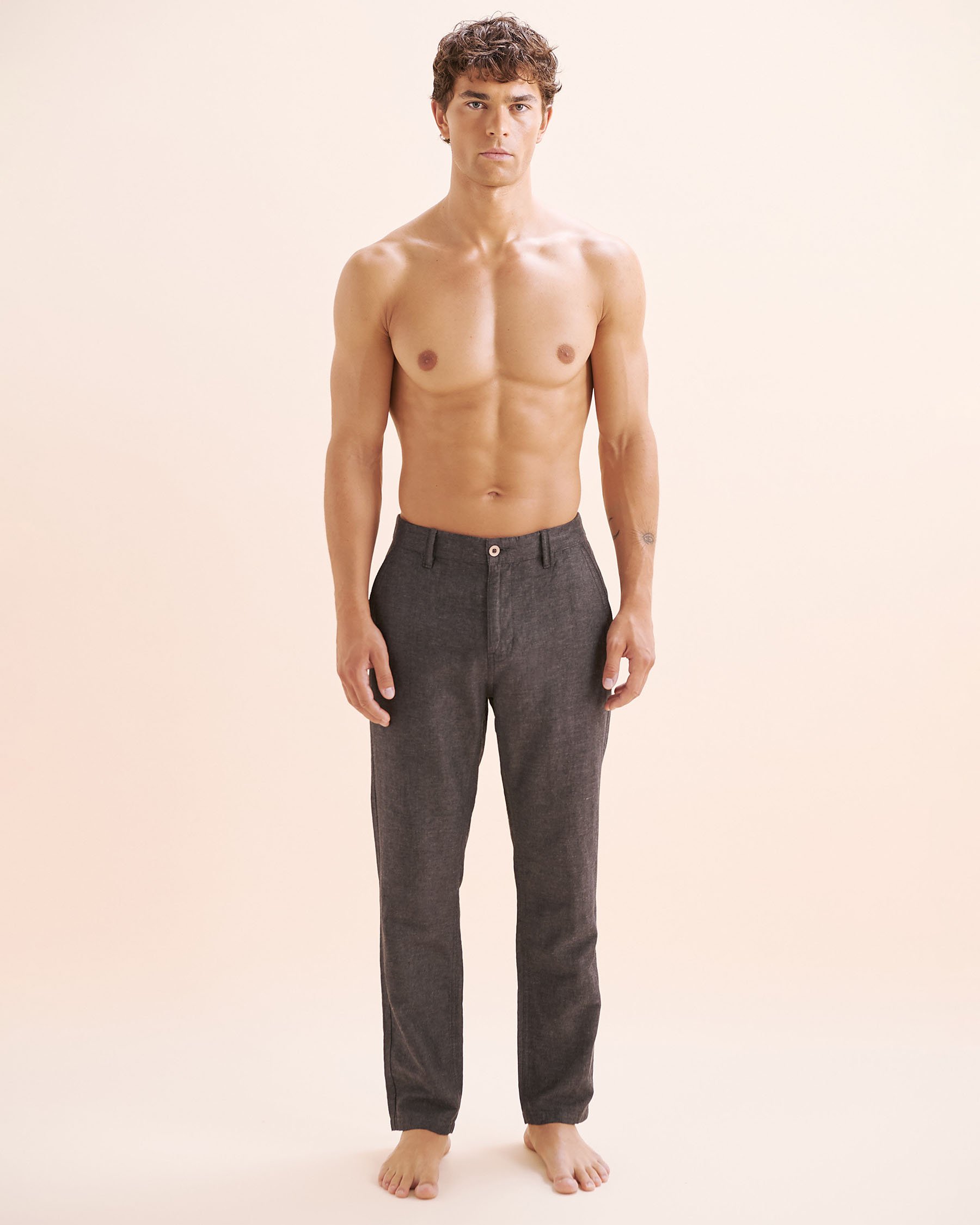 PUBLIC BEACH Linen Blend Pants Black PB8101BIK - View5