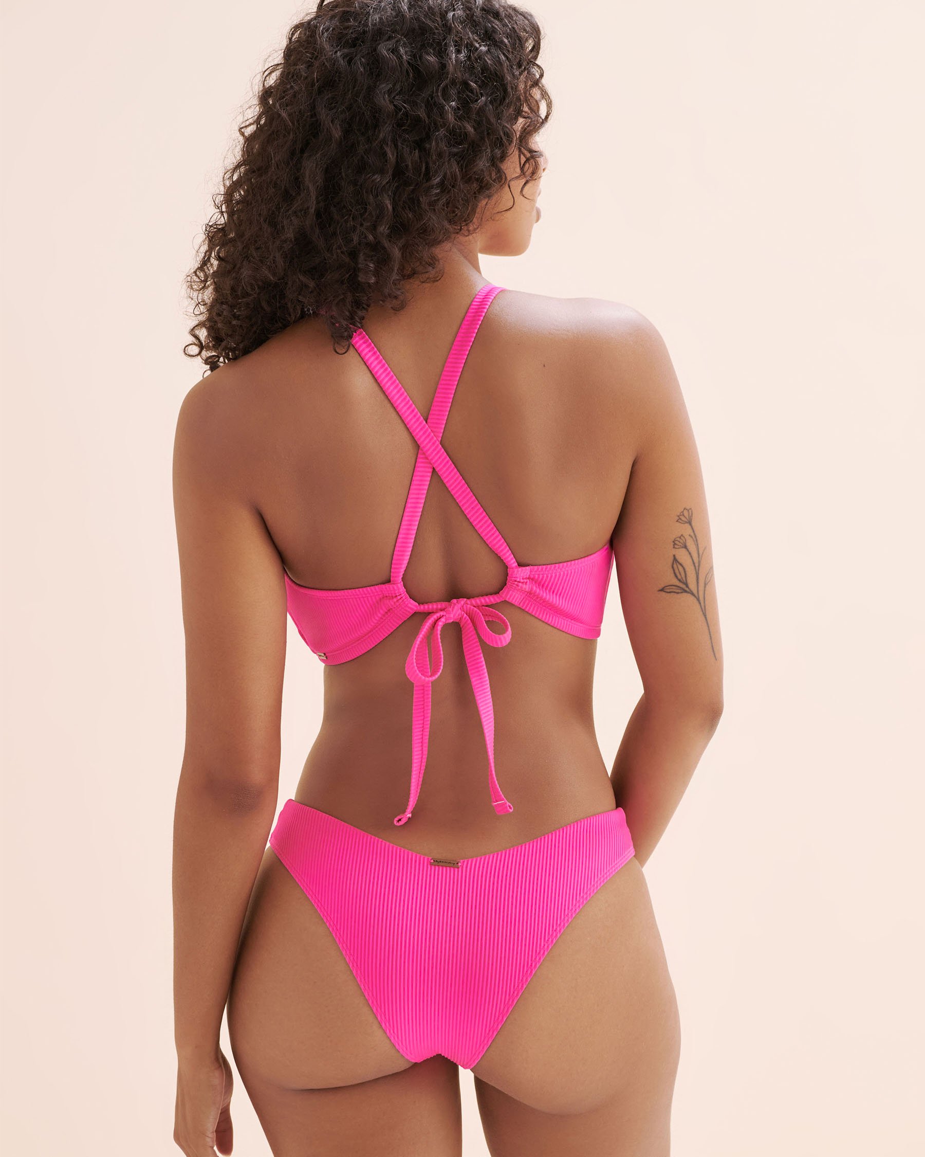 MY BIKINI STORY Ribbed D Cup Bralette Bikini Top Candy Pink 01200117 - View2