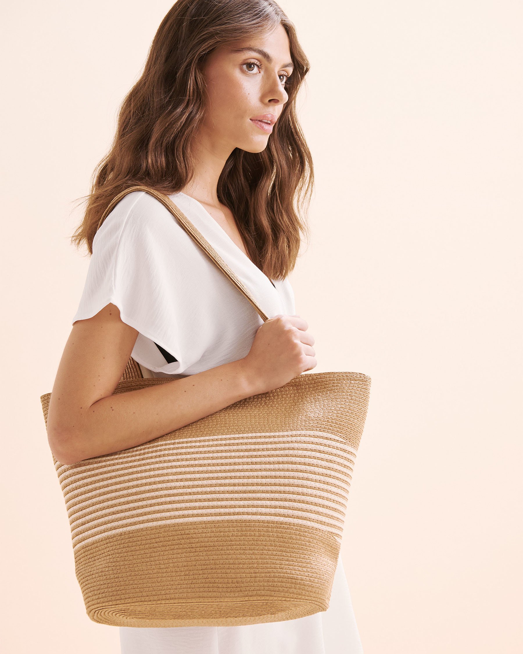 SARAJANE Stripe Beach Bag Beige 25SJ3639 - View3