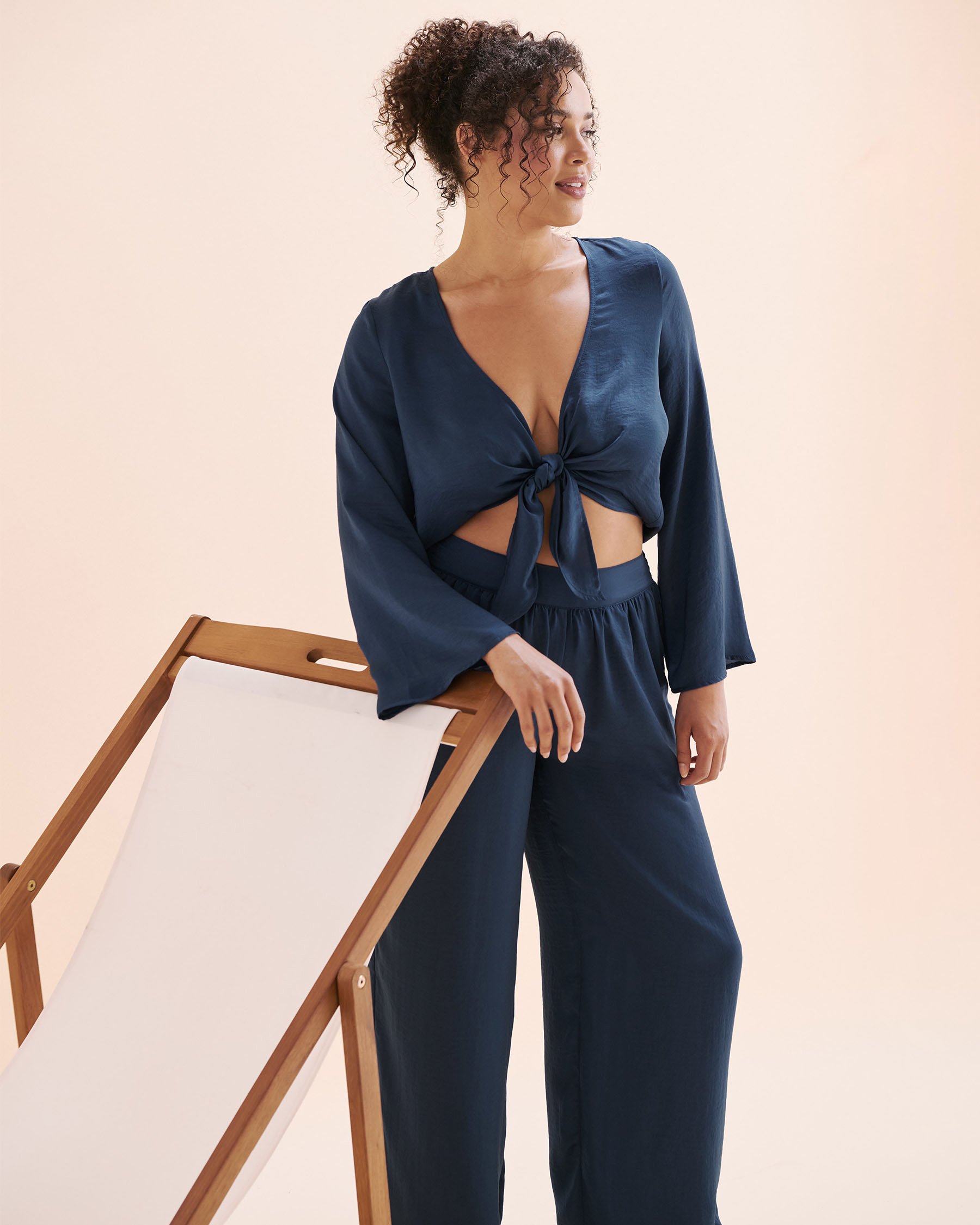 SANTEMARE Haut en satin Bleu marine 02100040 - View4