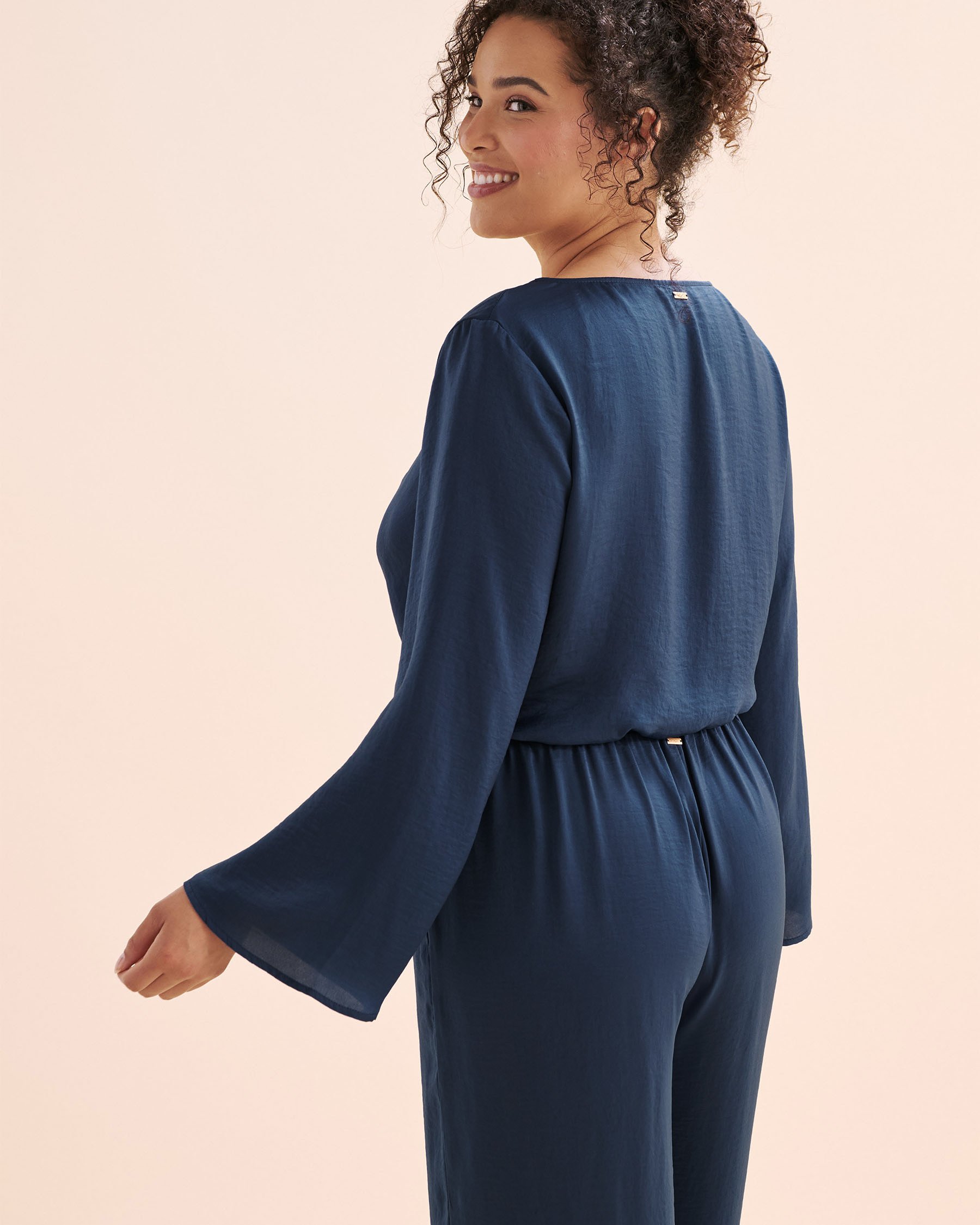 SANTEMARE Haut en satin Bleu marine 02100040 - View2