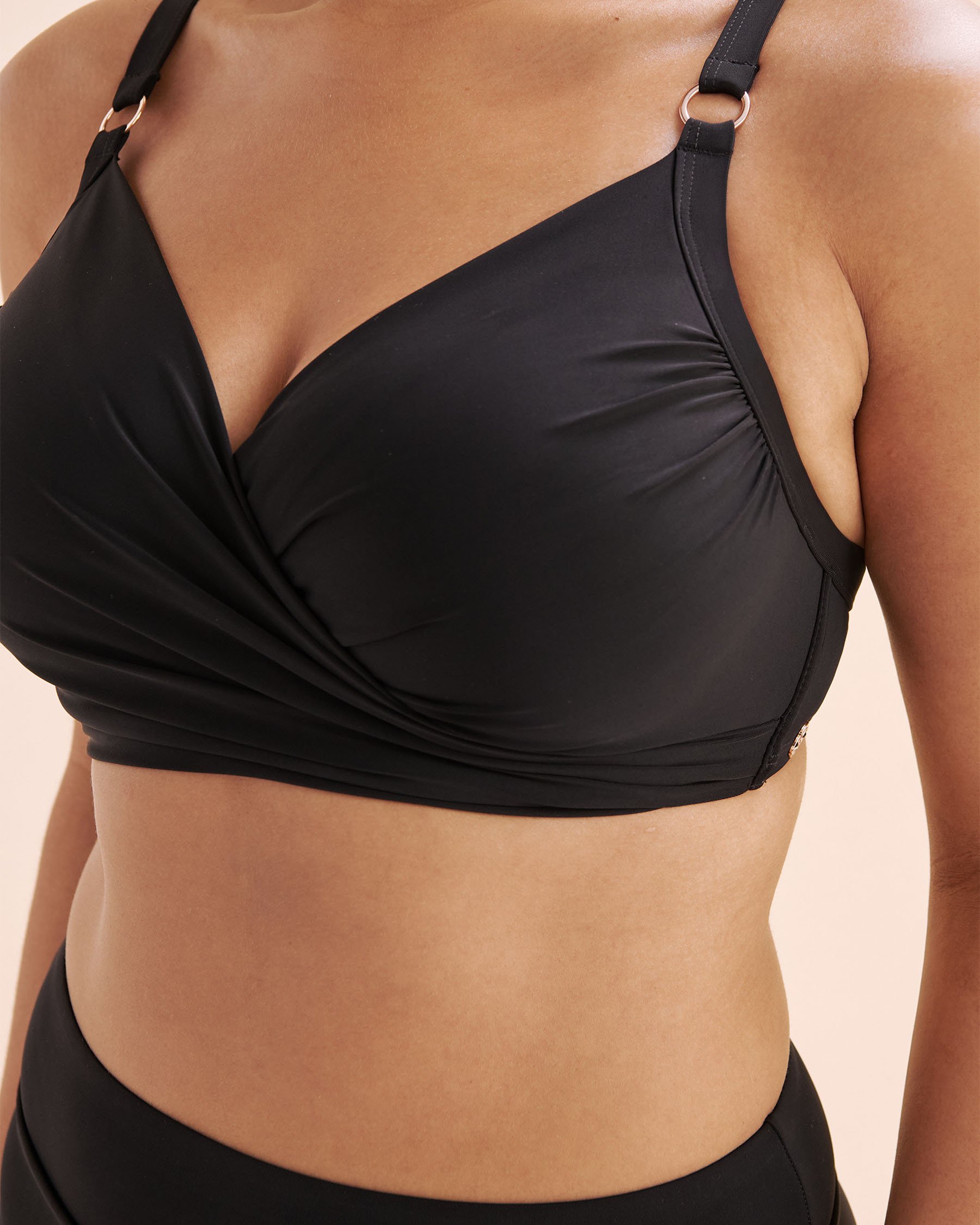 TURQUOISE COUTURE Crosssover D Cup Plunge Bikini Top Black 01200113 - View4