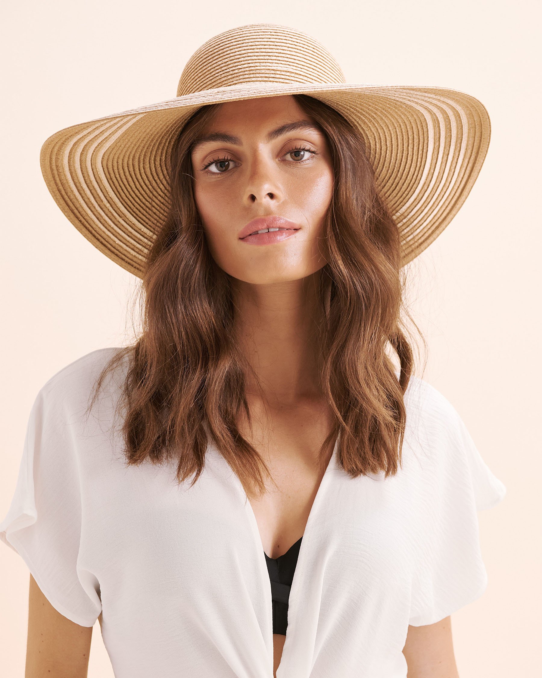 SARAJANE Two Tones Wide Brim Hat Beige 25SJ3638 - View1