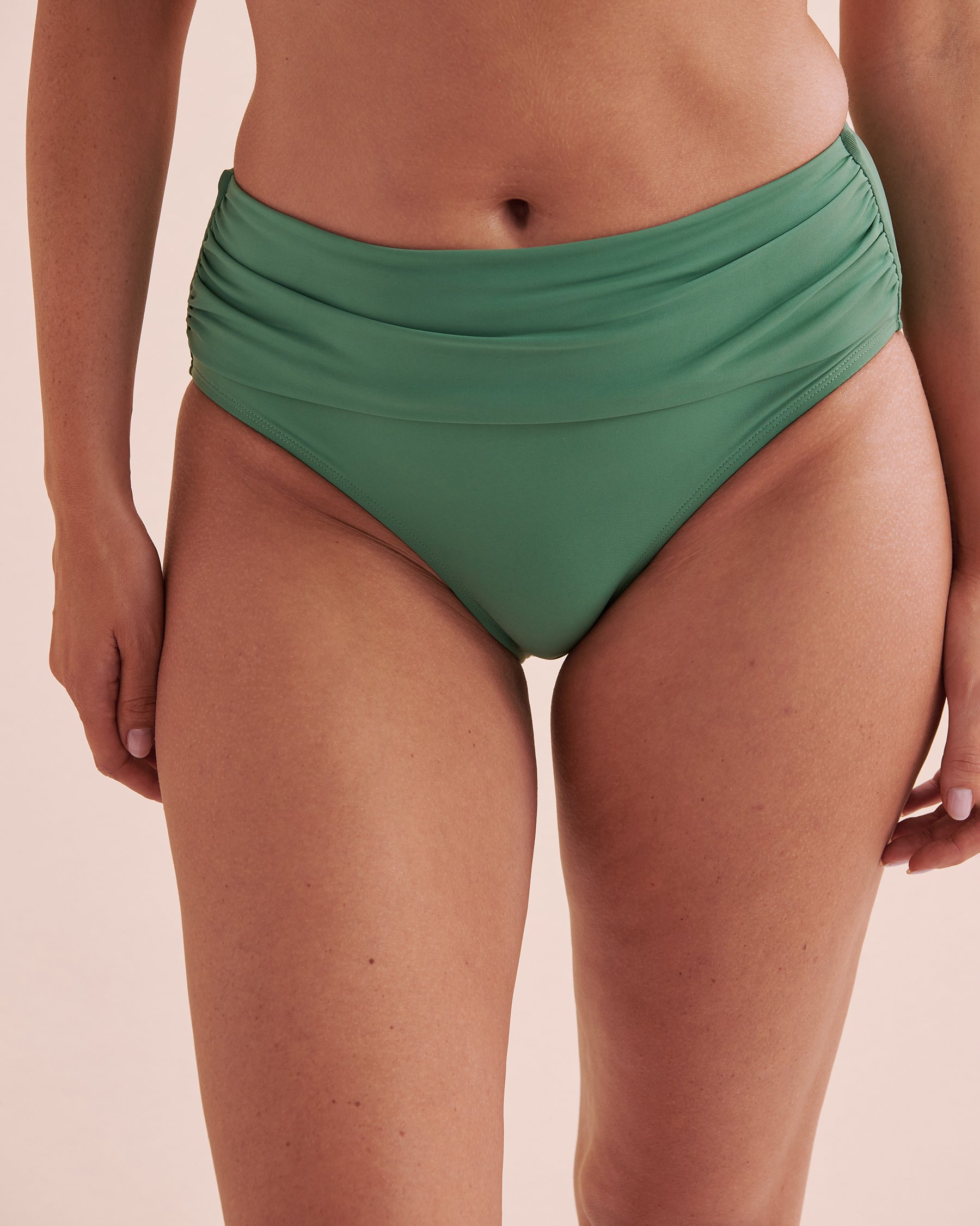TURQUOISE COUTURE Botanical Dream Draped Mid Waist Bikini Bottom Botanical Green 01300371 - View3