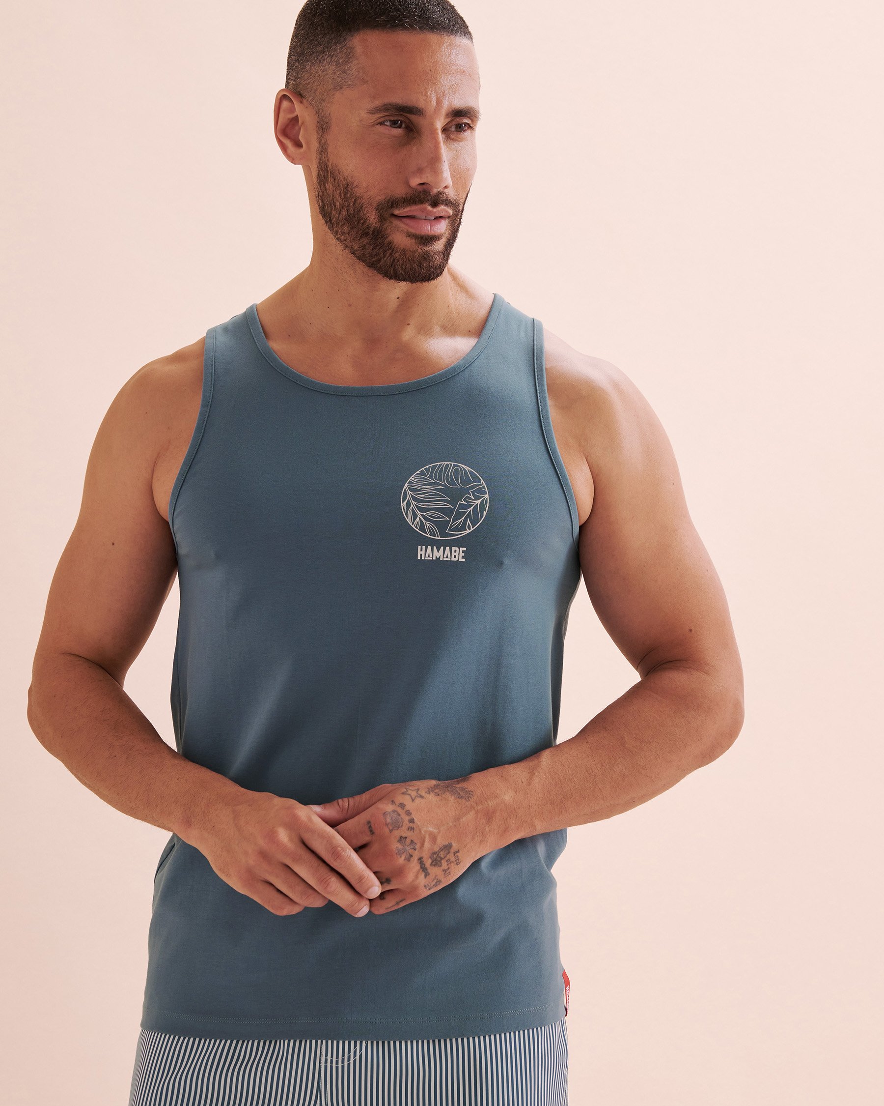 HAMABE Cotton Tank Top Navy 04100026 - View1