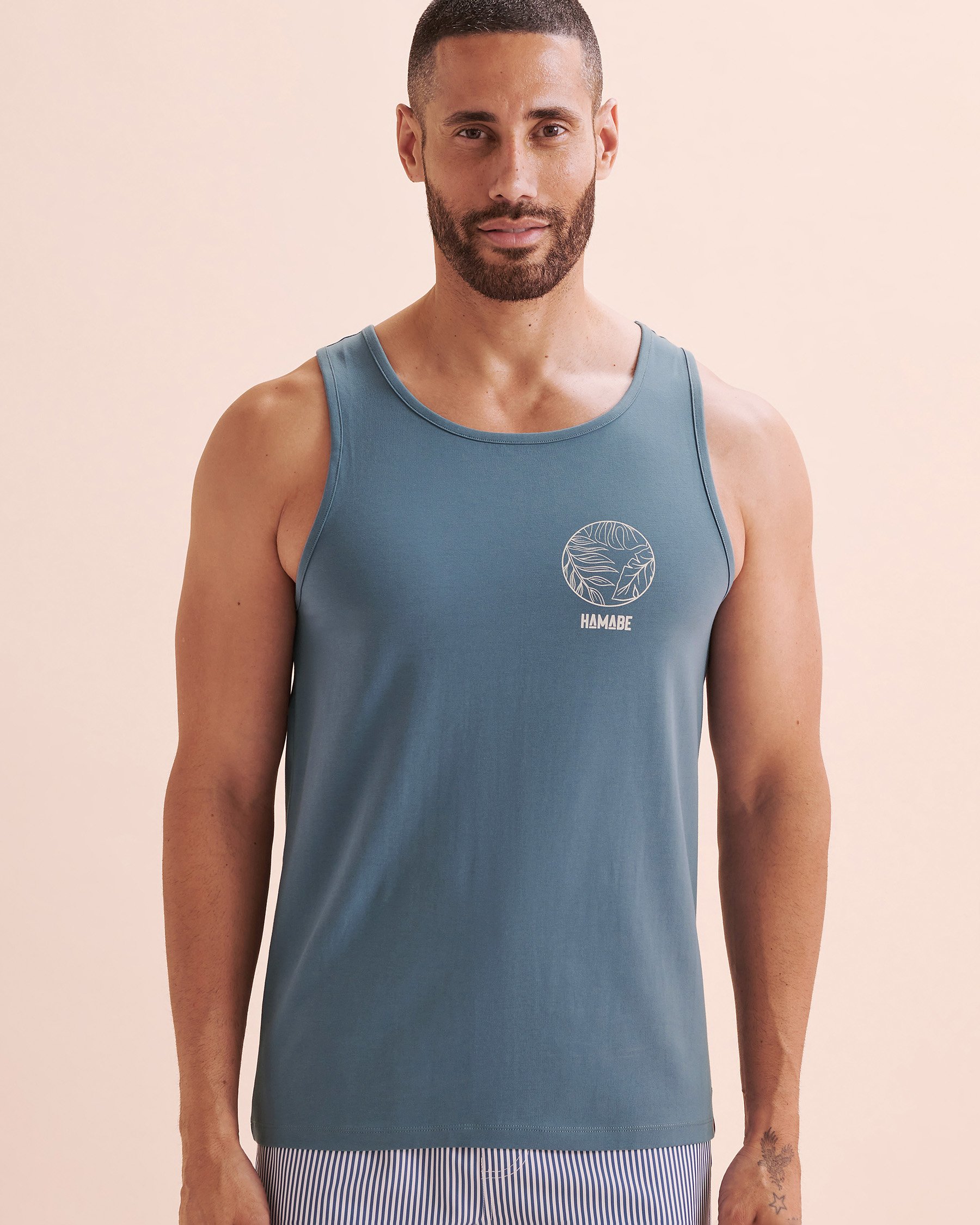 HAMABE Cotton Tank Top Navy 04100026 - View4