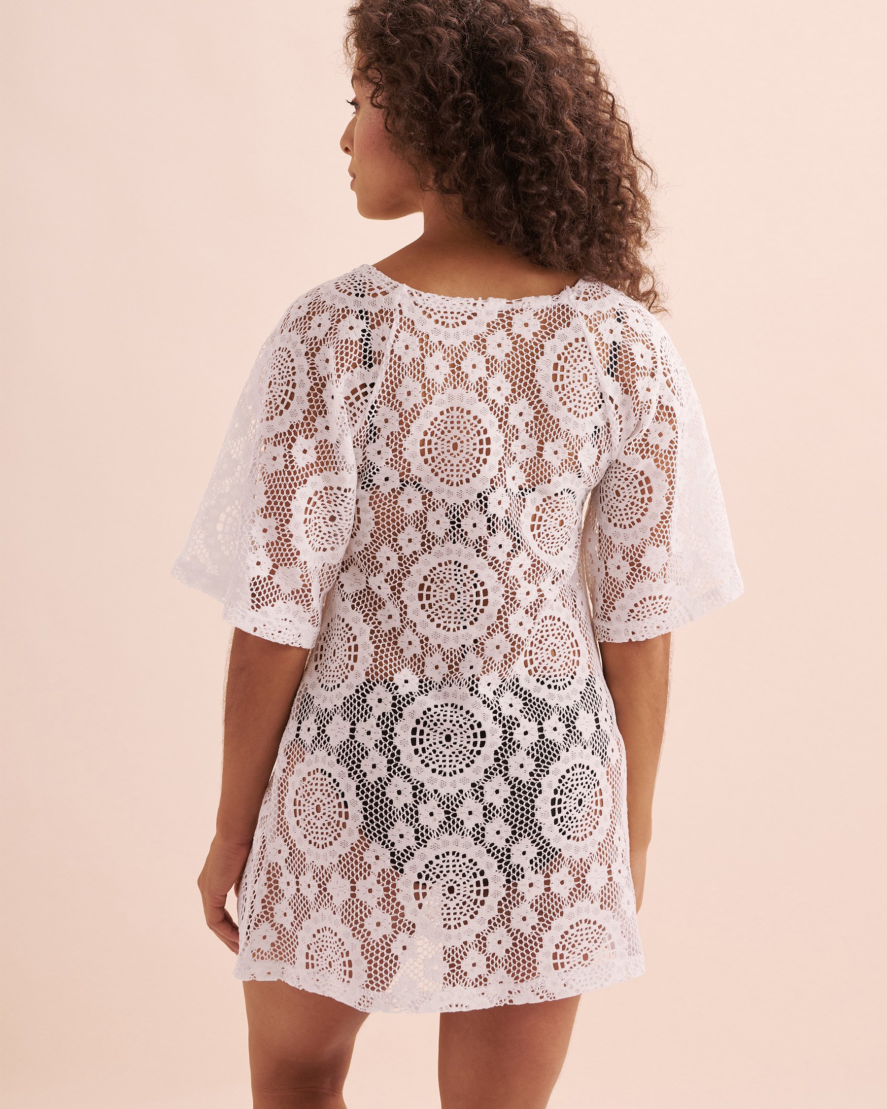 COVER ME Tunique manches 3/4 en crochet Bonbon Beach Blanc cassé 25027106 - Voir2