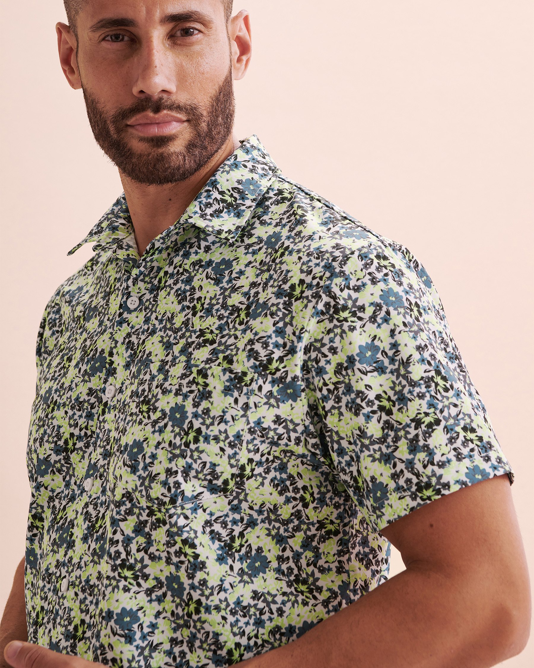 HAMABE Chemise manches courtes Fleurs miniatures 04100025 - Voir4