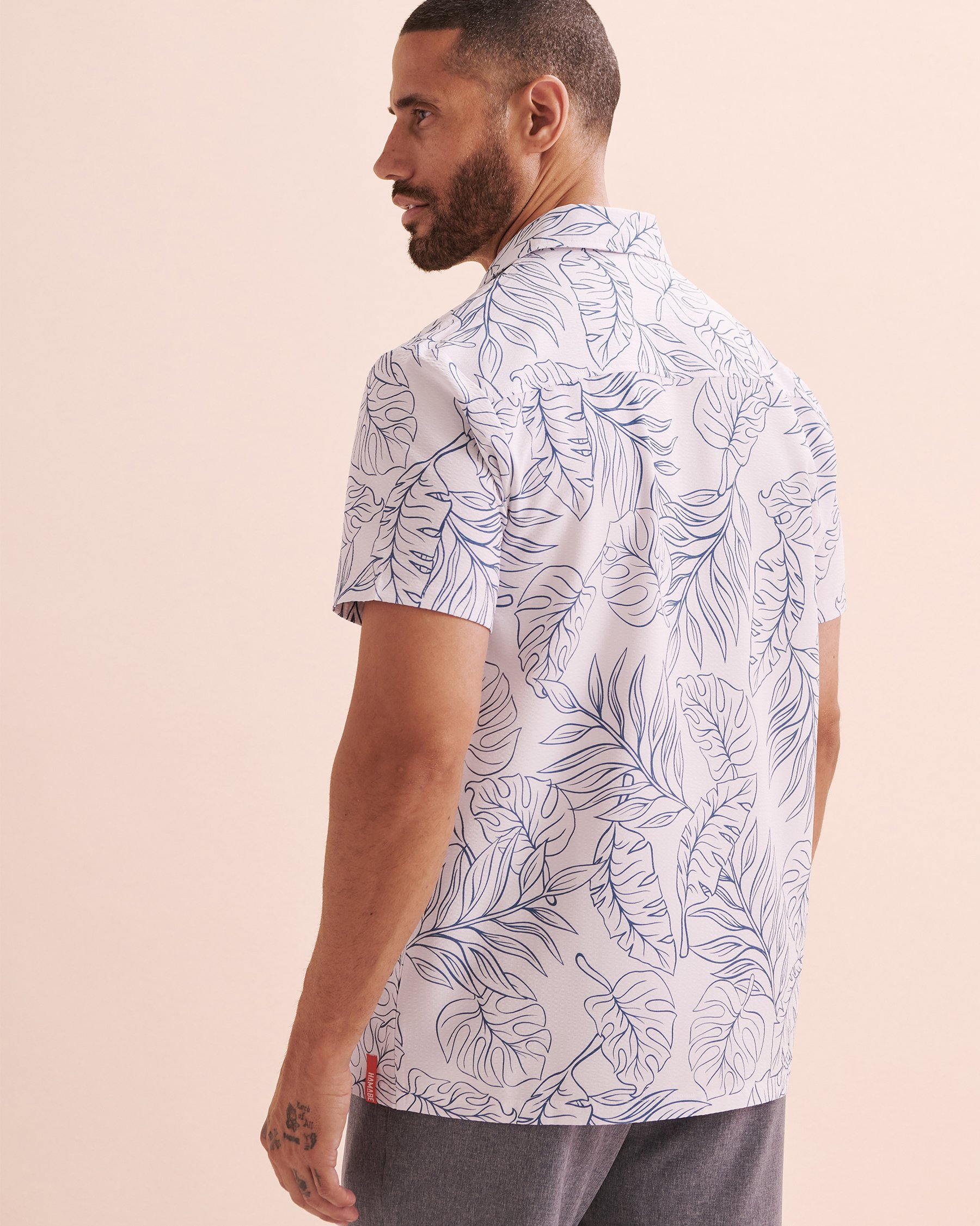 HAMABE Chemise manches courtes Feuilles tropicales/Blanc 04100027 - View2