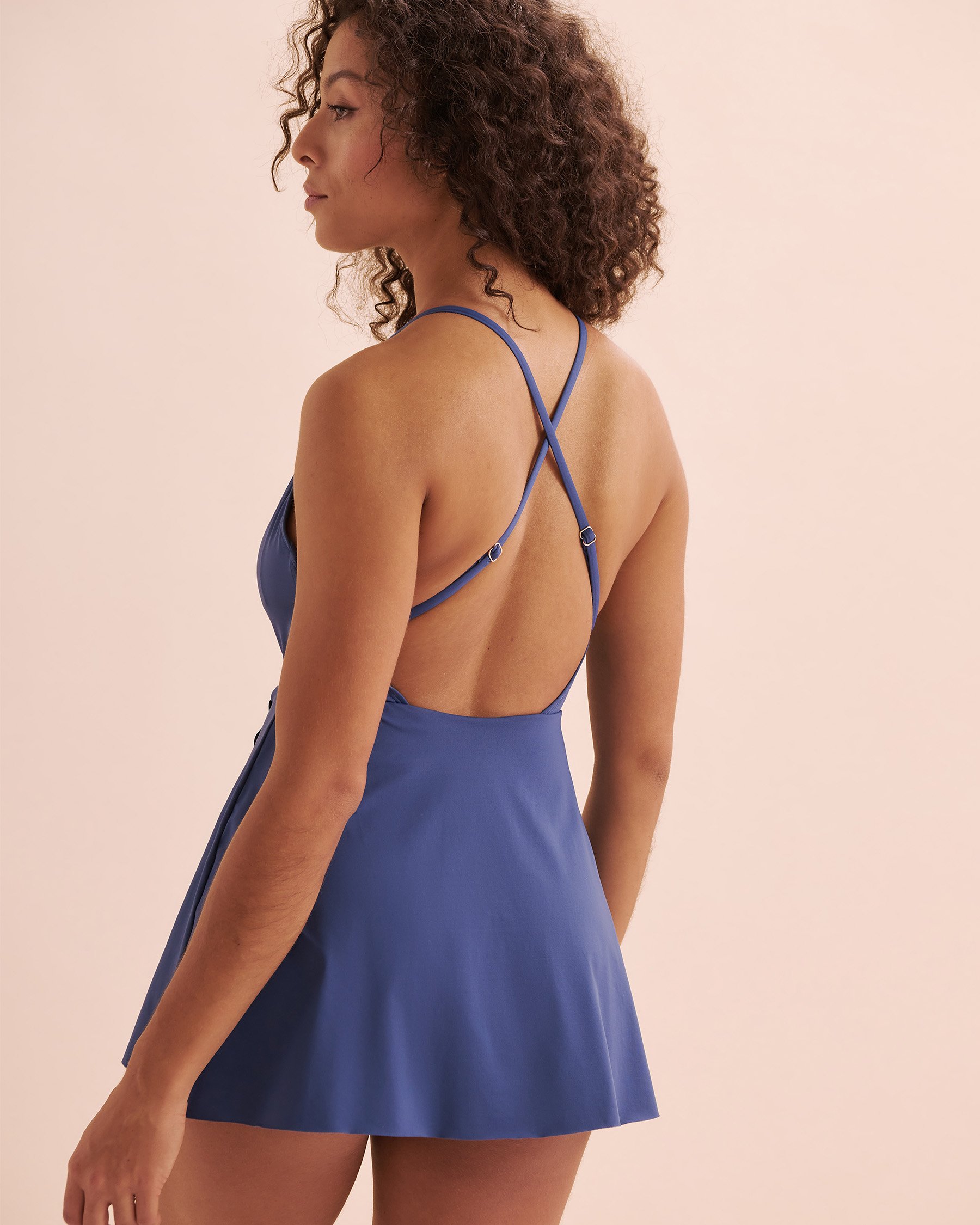 ANNE COLE Maillot une-pièce jupe Live in Color Bleu ardoise MYMD61001 - View2