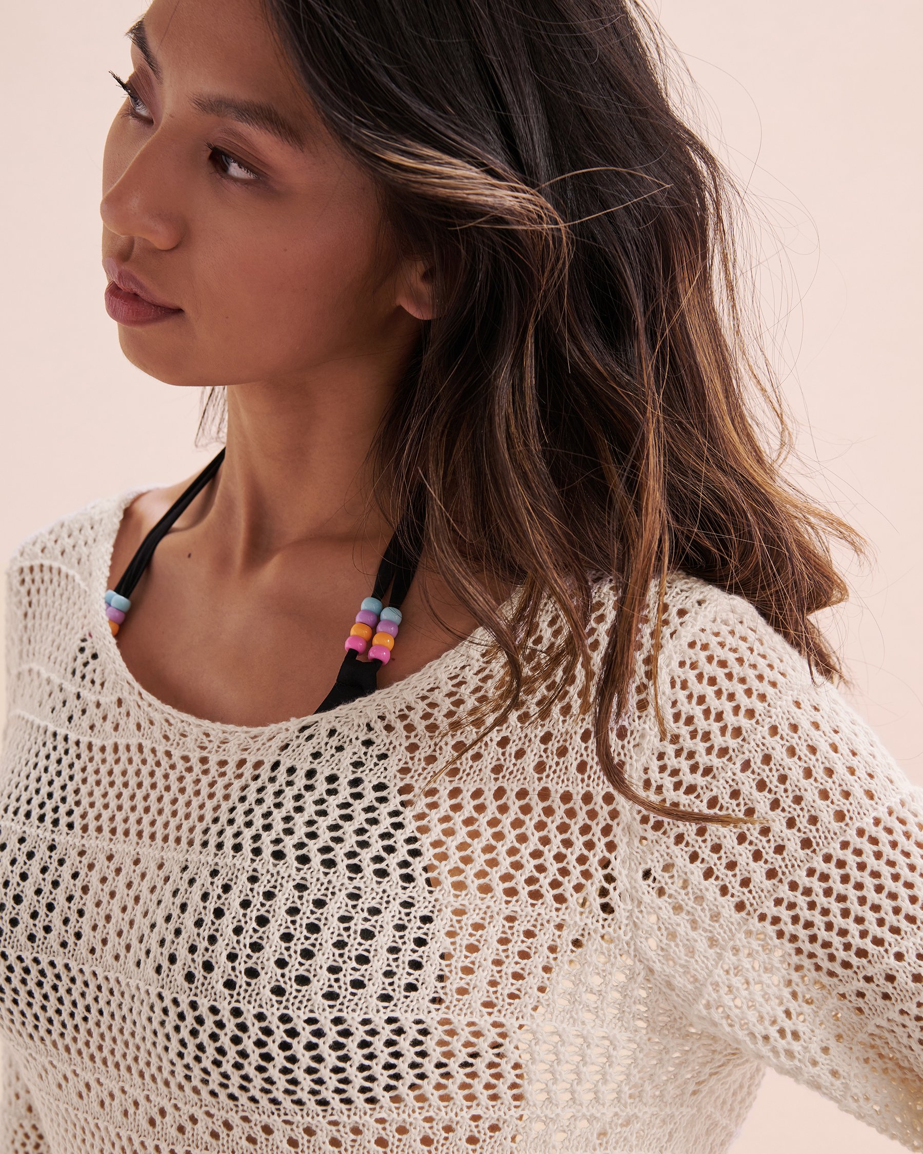 MY BIKINI STORY Tunique manches longues en crochet Blanc cassé 02400041 - View8