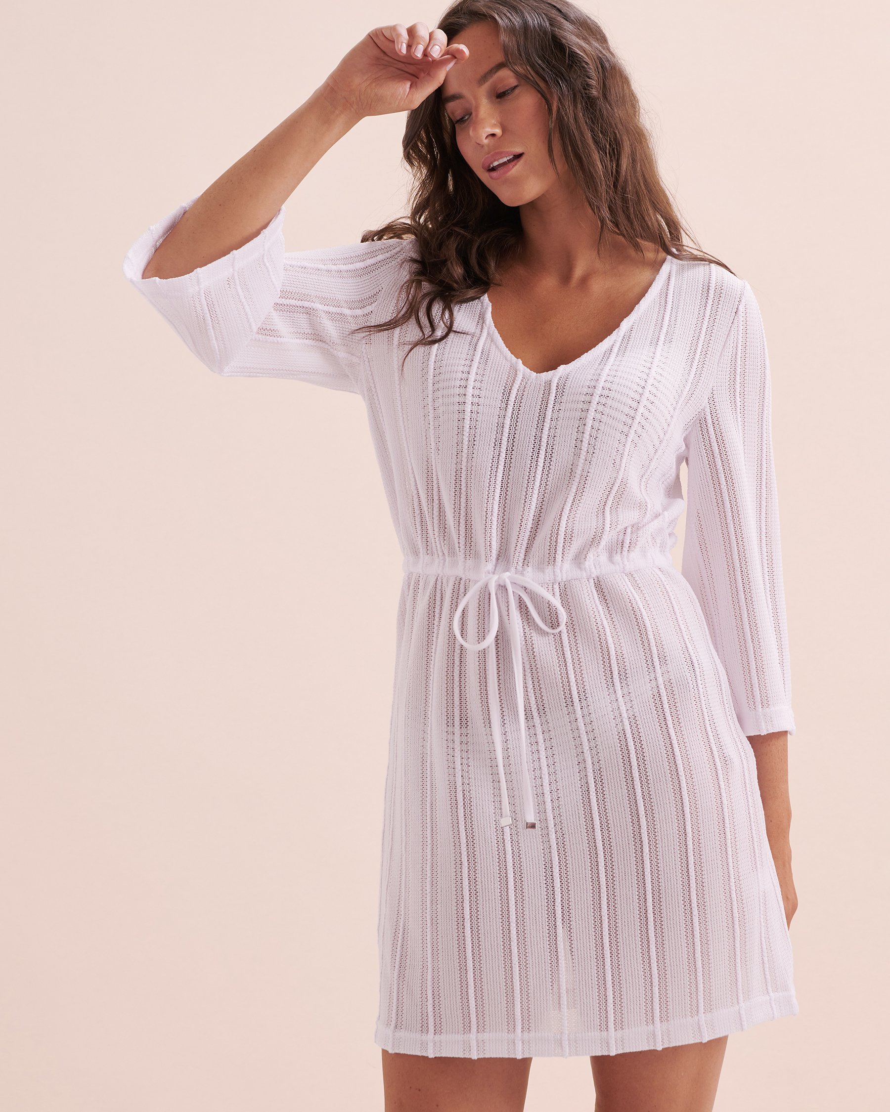 OFF THE BEACH Long Sleeve Crochet Tunic White 02400042 - View6