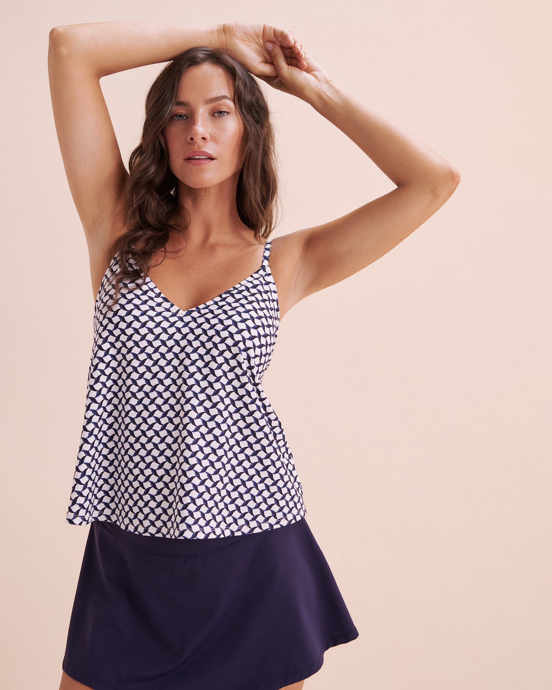 ANNE COLE Neo Geo Tankini Top Blue Geometric 25MT22430 - View6