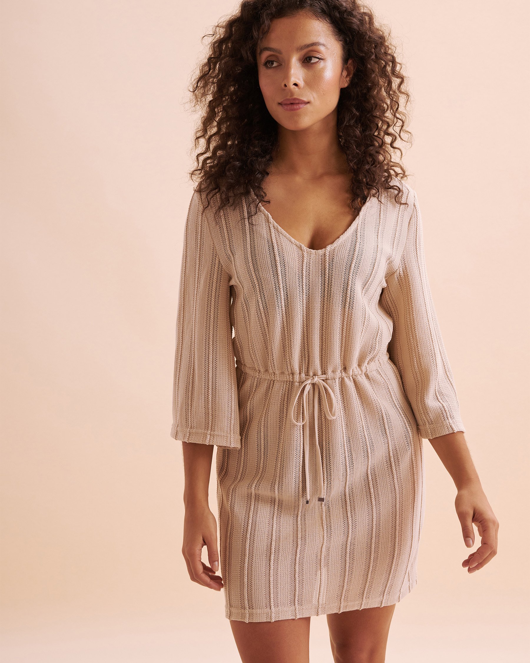 OFF THE BEACH Tunique manches longues en crochet Marron clair 02400042 - Voir1