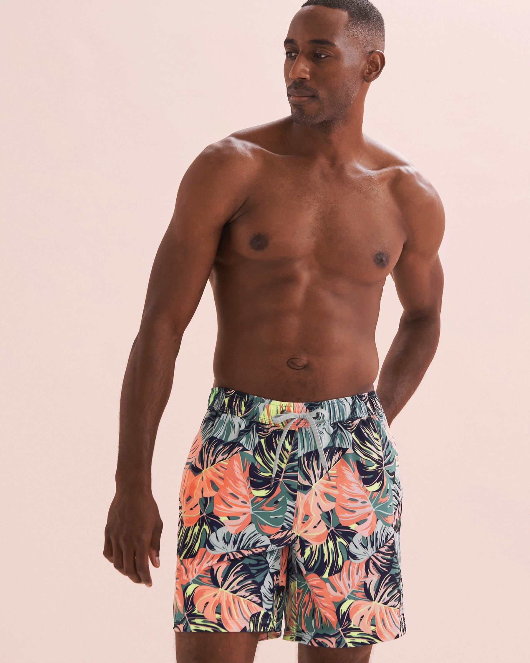 SAXX Oh Buoy Volley Swimsuit Orange Tropical Leaves SXSW04L - View3