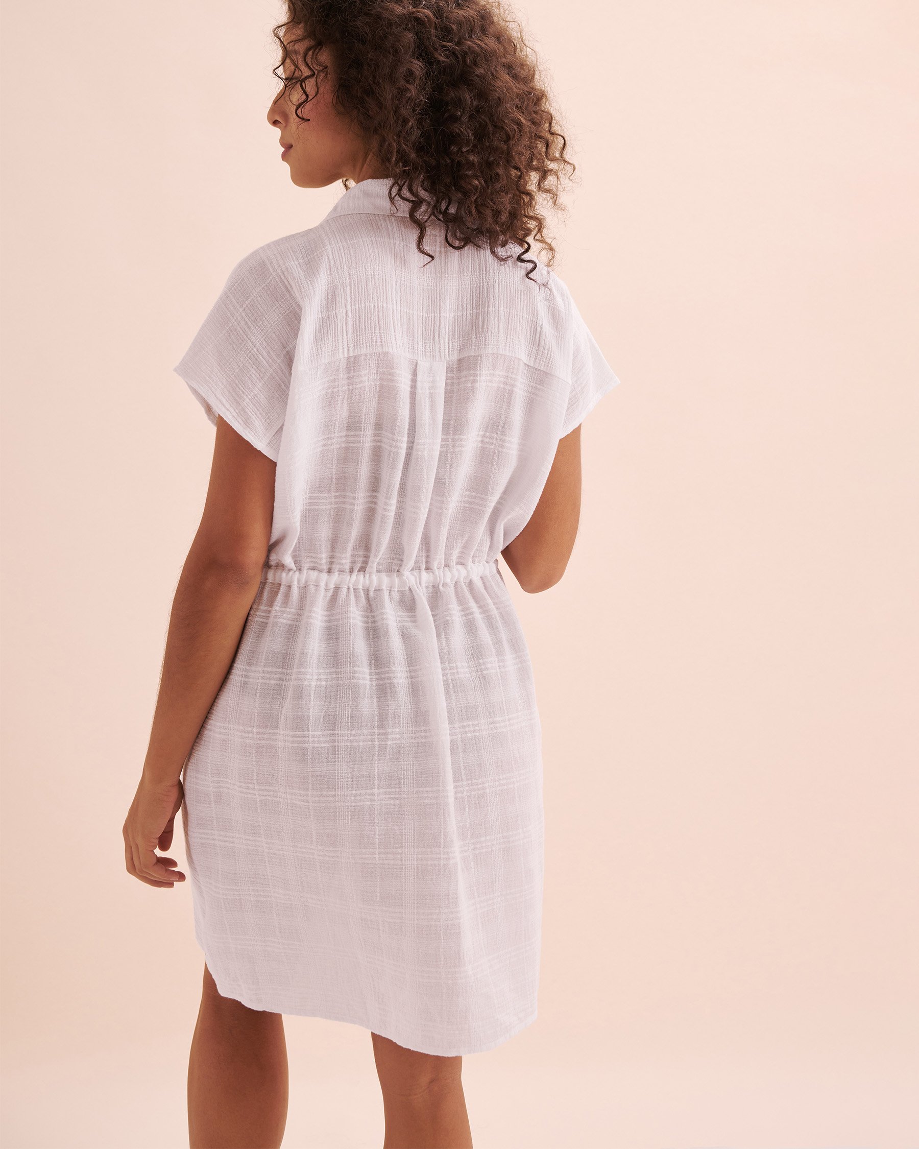 IBIZA BY ANNE COLE Tunique couvre-maillot boutonnée Paradise Blanc CU61435 - View2