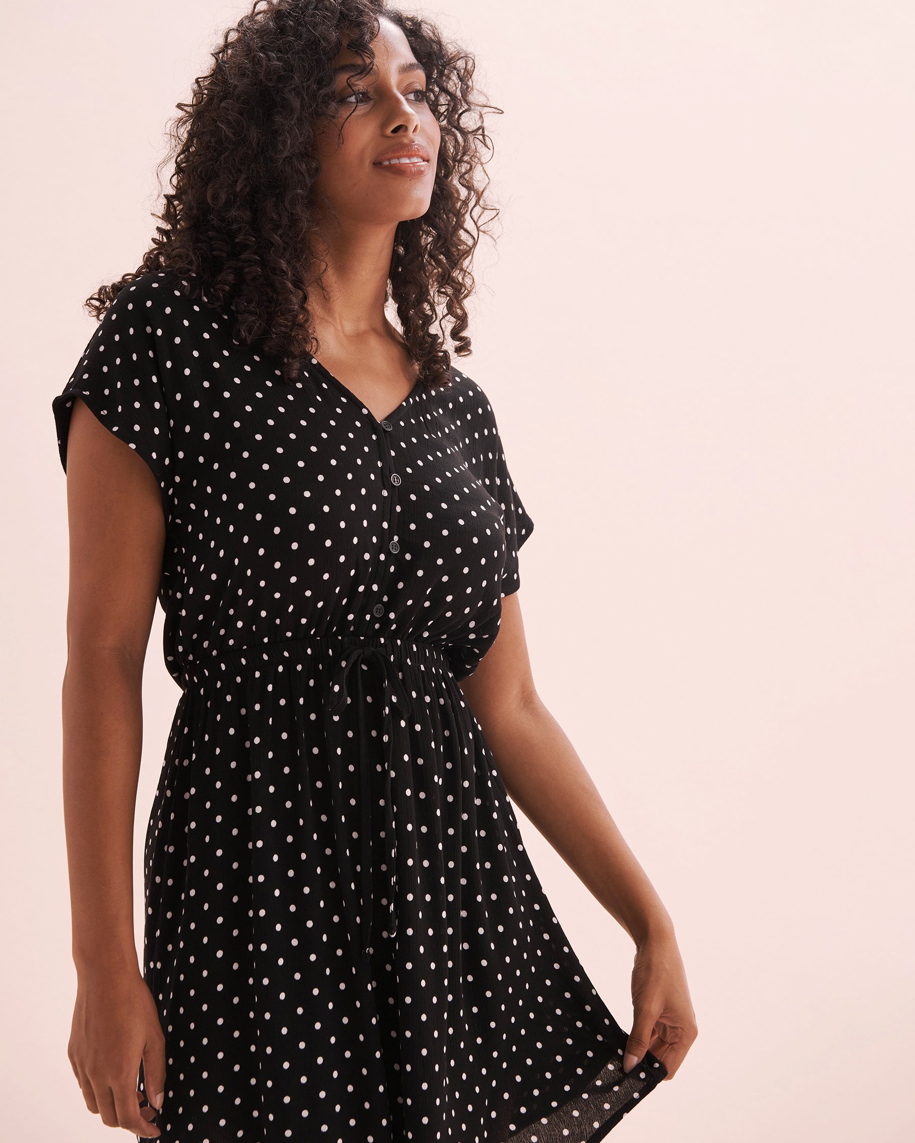 TROPIK Polka-Dot Gauze Short Dress Polka Dot 02300137 - View4