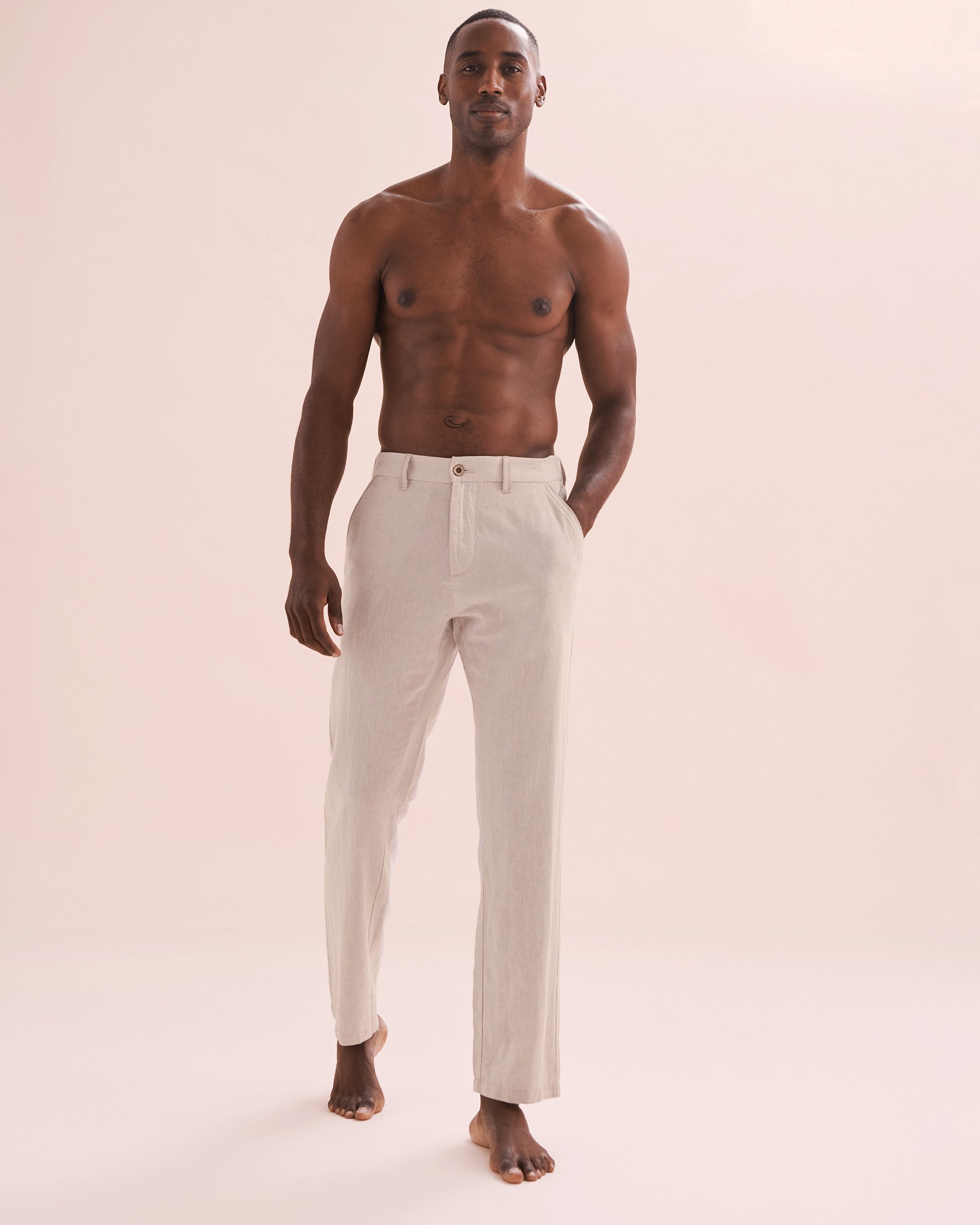 PUBLIC BEACH Pantalon en lin Blanc cassé PB7101BIK - View4