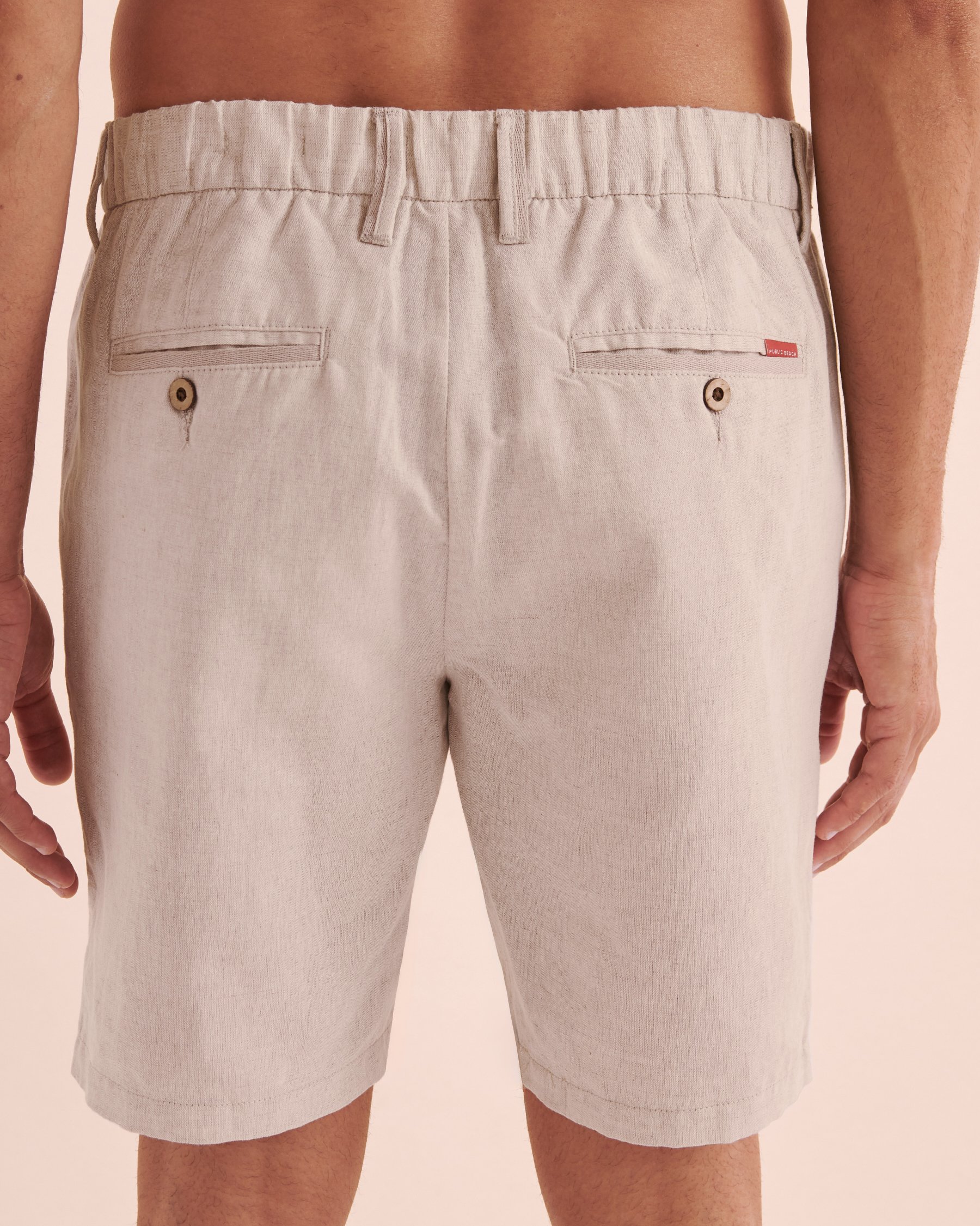 PUBLIC BEACH Short bermuda en lin Naturel PB7801BIK - Voir2
