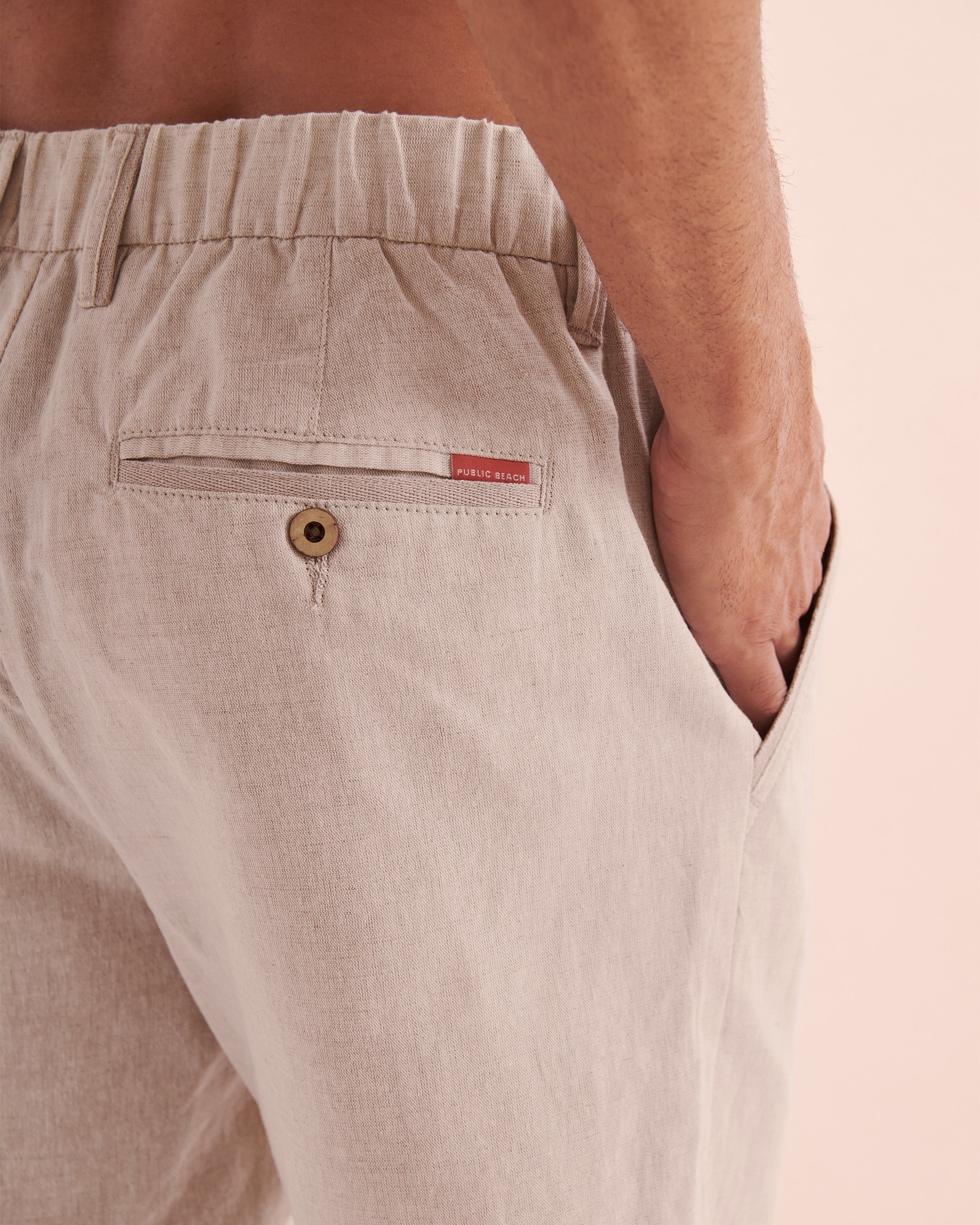 PUBLIC BEACH Short bermuda en lin Naturel PB7801BIK - Voir3