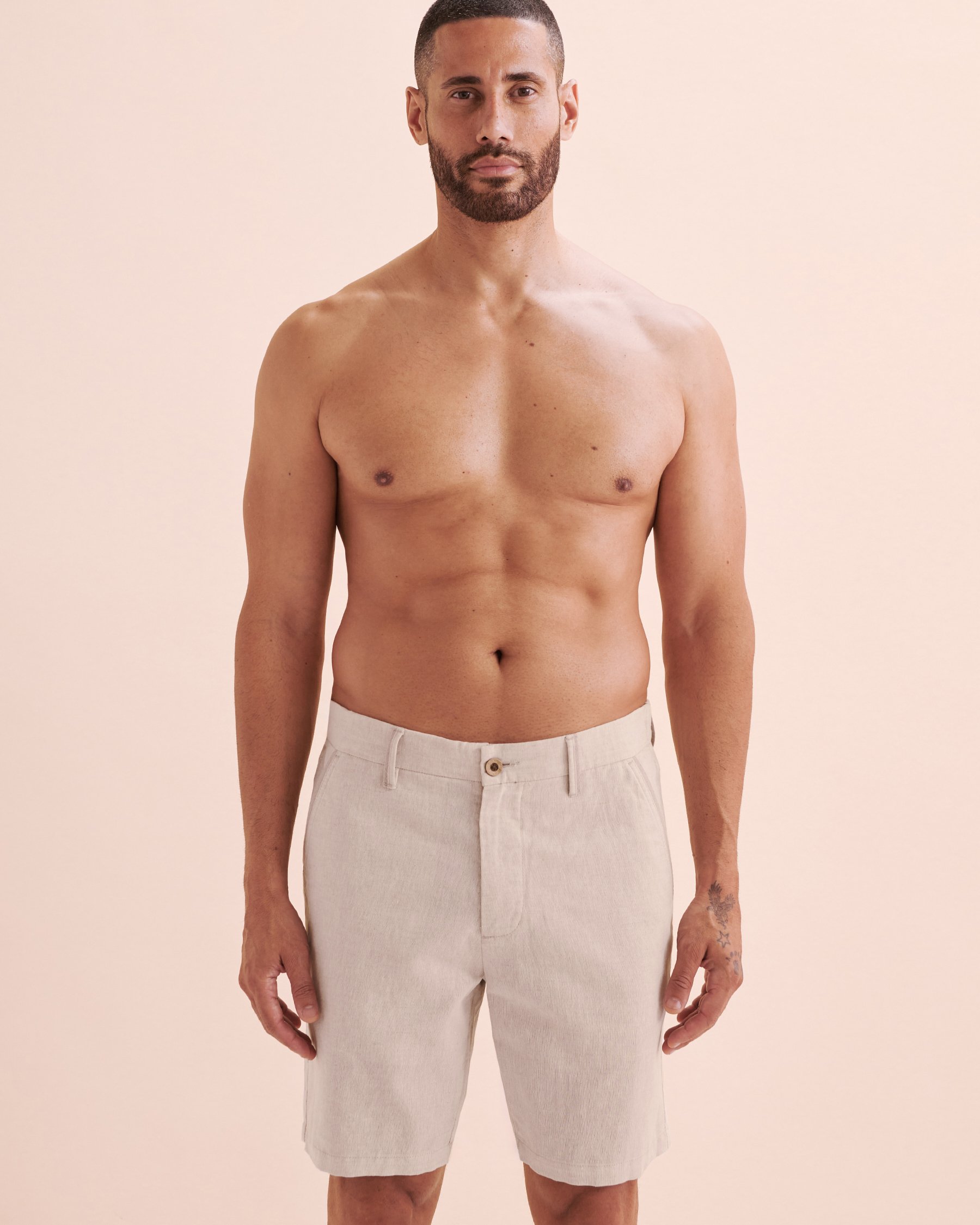 PUBLIC BEACH Short bermuda en lin Naturel PB7801BIK - Voir5