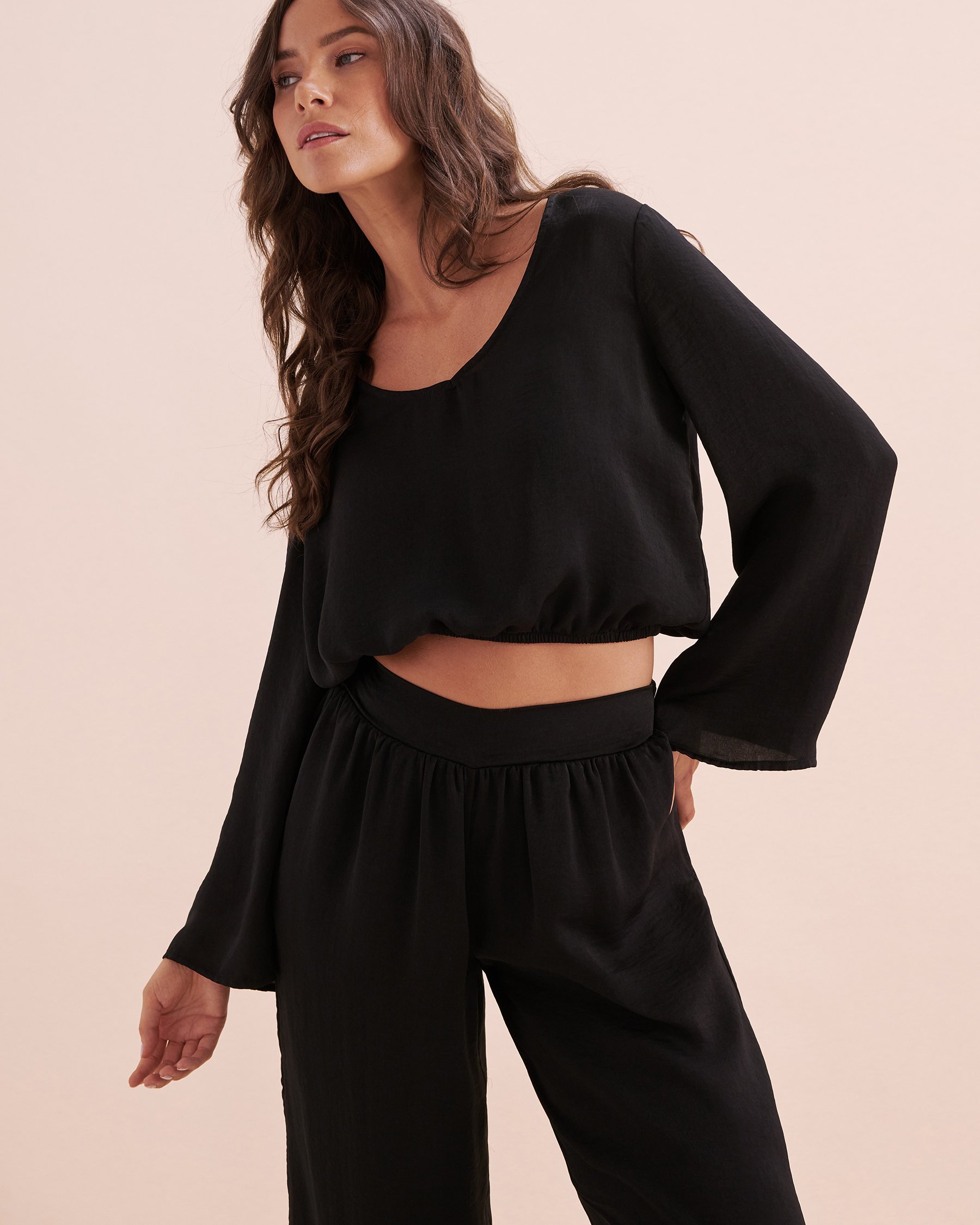 SANTEMARE Haut court en satin Noir 02100030 - Voir5