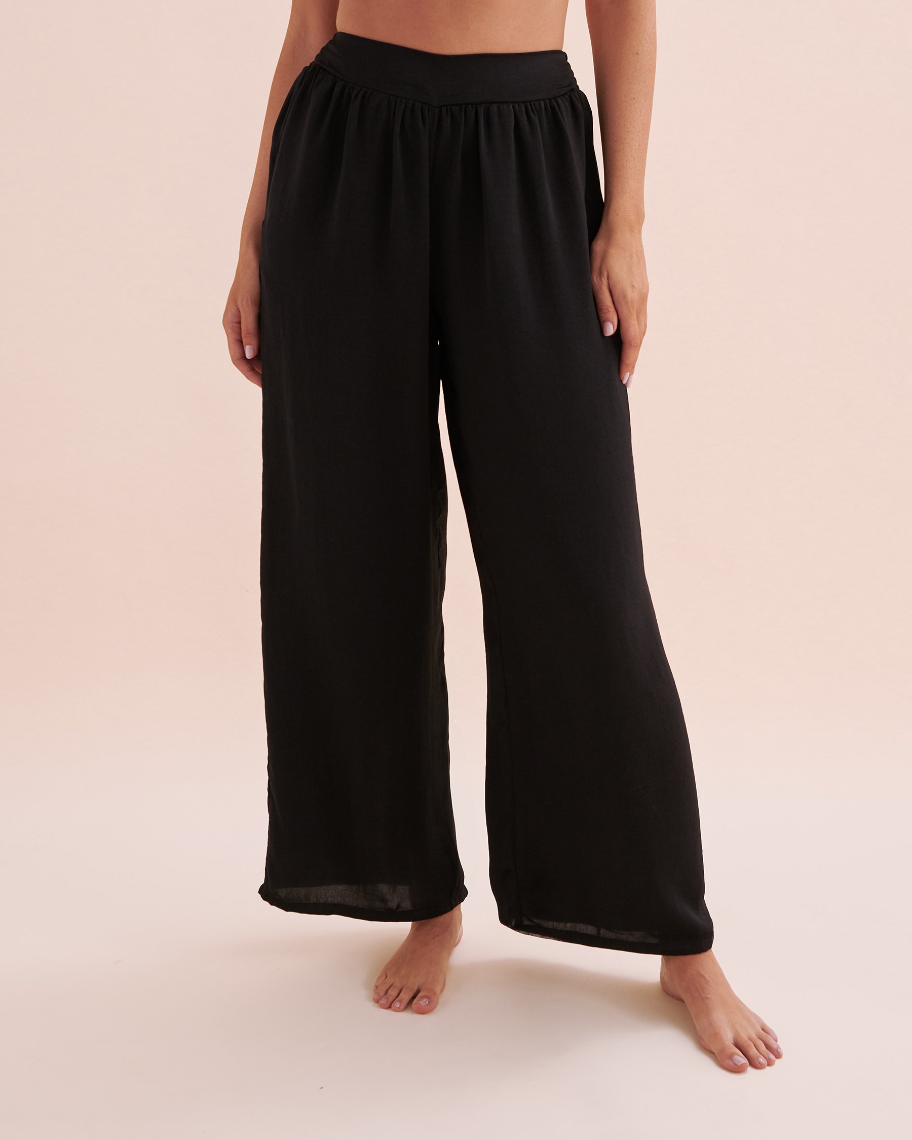 SANTEMARE Pantalon de plage en satin Noir 02200076 - Voir1