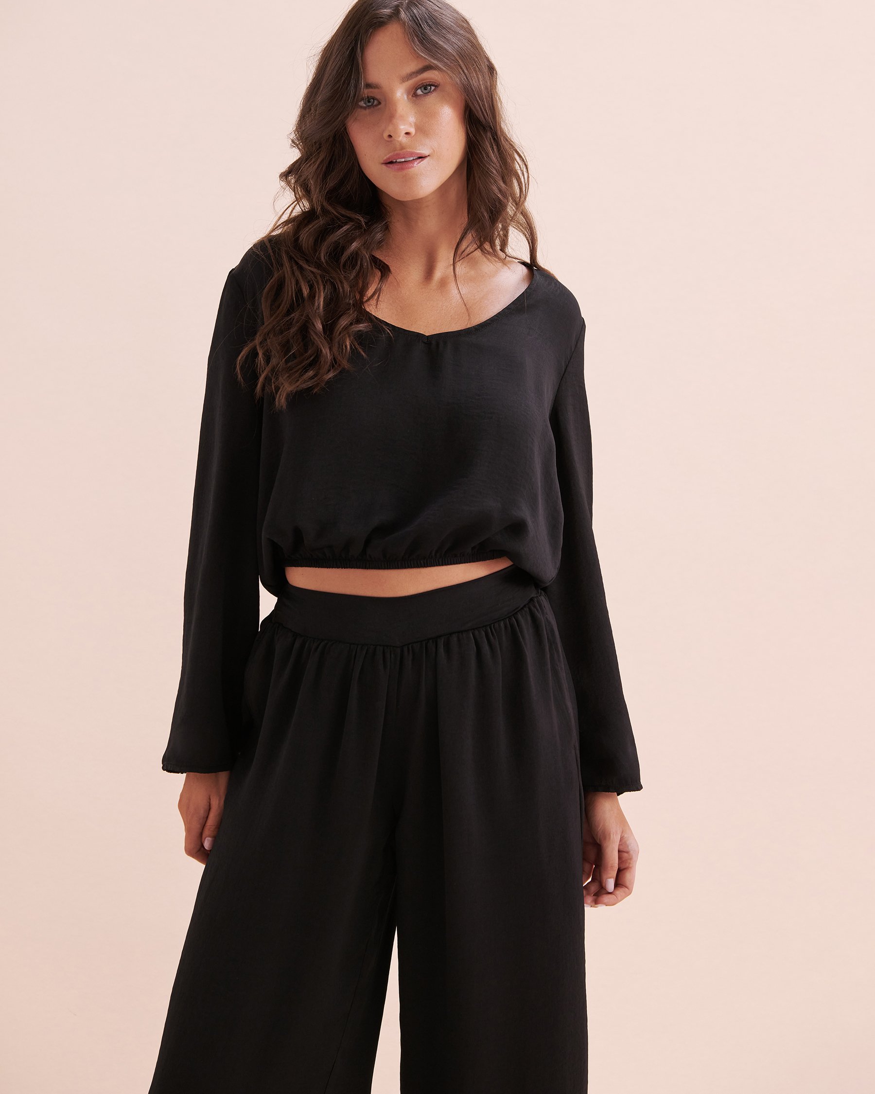 SANTEMARE Pantalon de plage en satin Noir 02200076 - Voir4