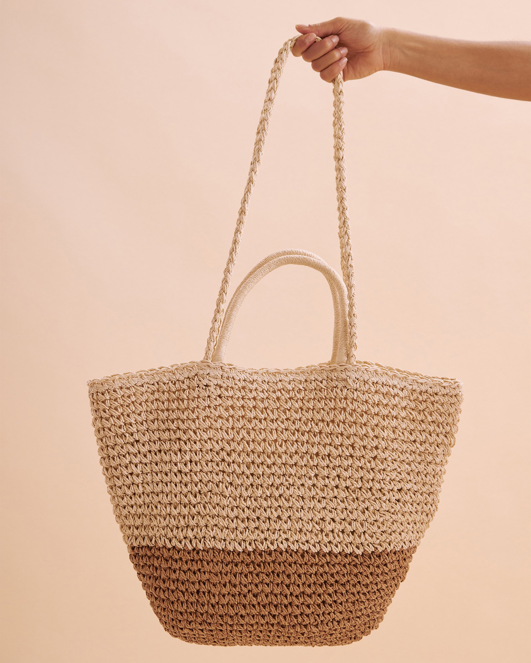 SARAJANE Sac en paille deux-tons Naturel/Camel 22SJ2092 - Voir1