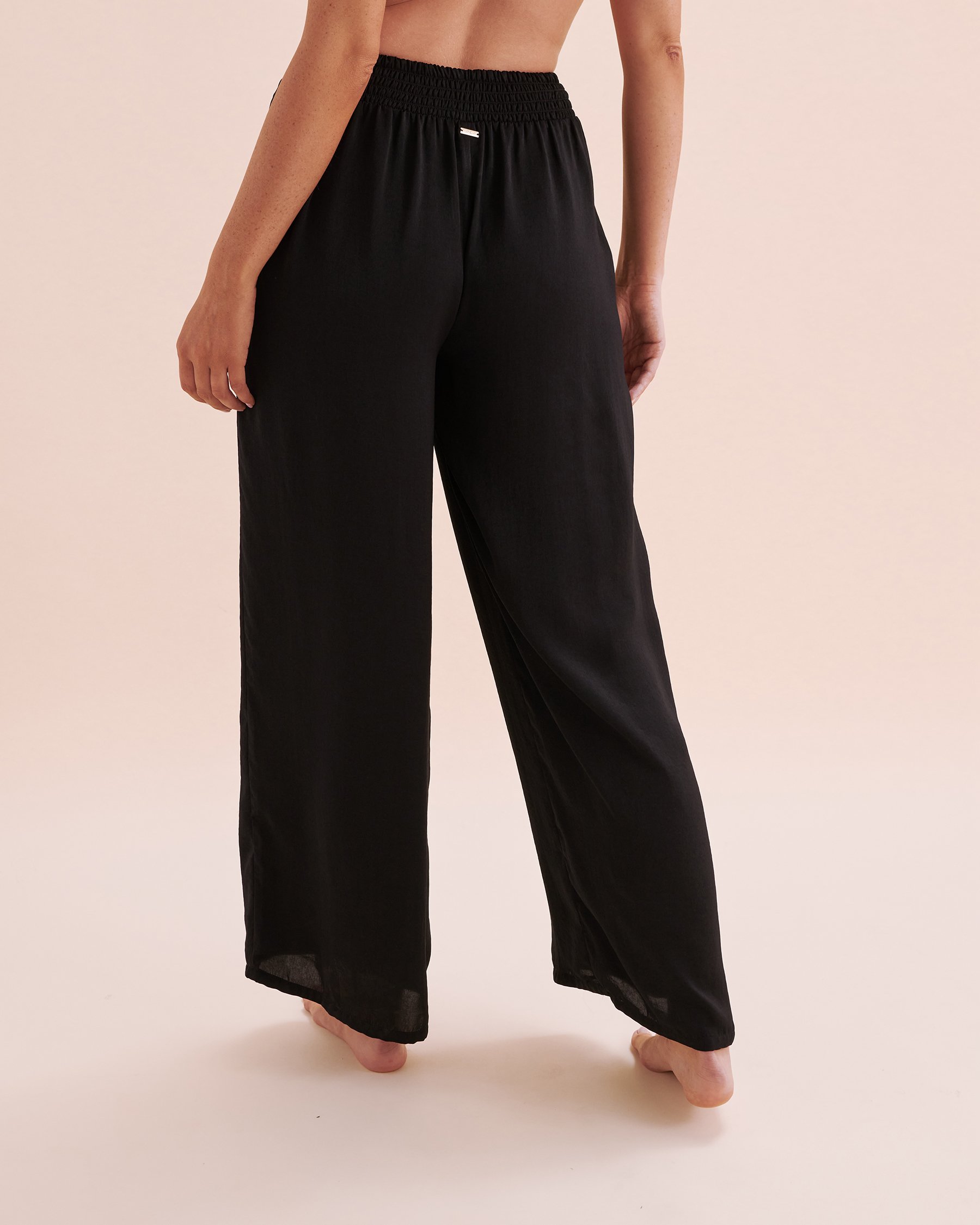 SANTEMARE Pantalon de plage en satin Noir 02200076 - View3