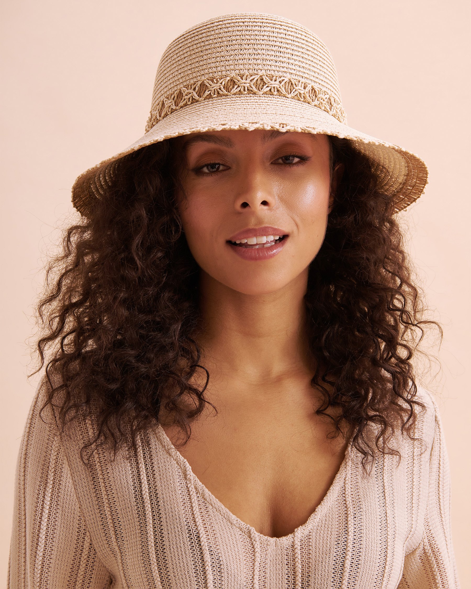 LES ACCESSOIRES FINDS FINDS ACCESSOIRES INC CHINA FACTORY Straw Hat Beige LA413-0099 - View1