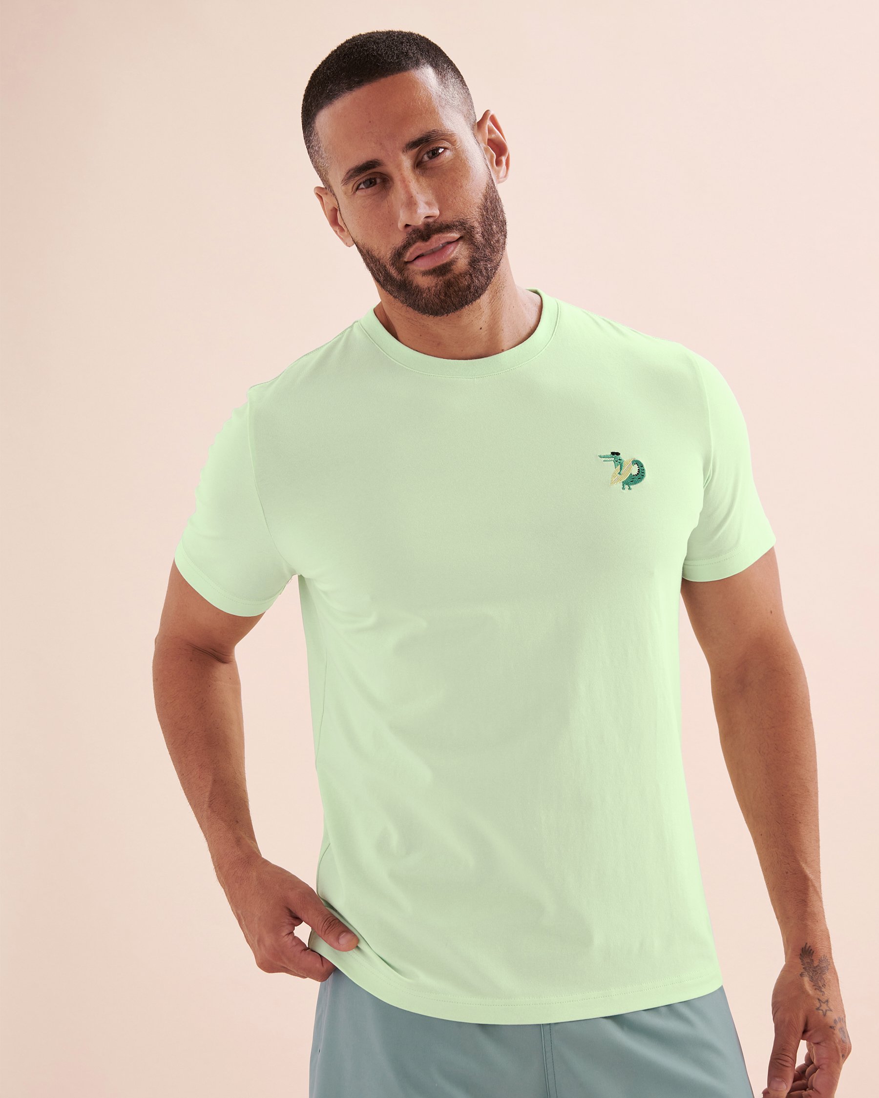 BERMIES T-shirt Surf Crocs Vert pâle SURF CROCS - Voir1