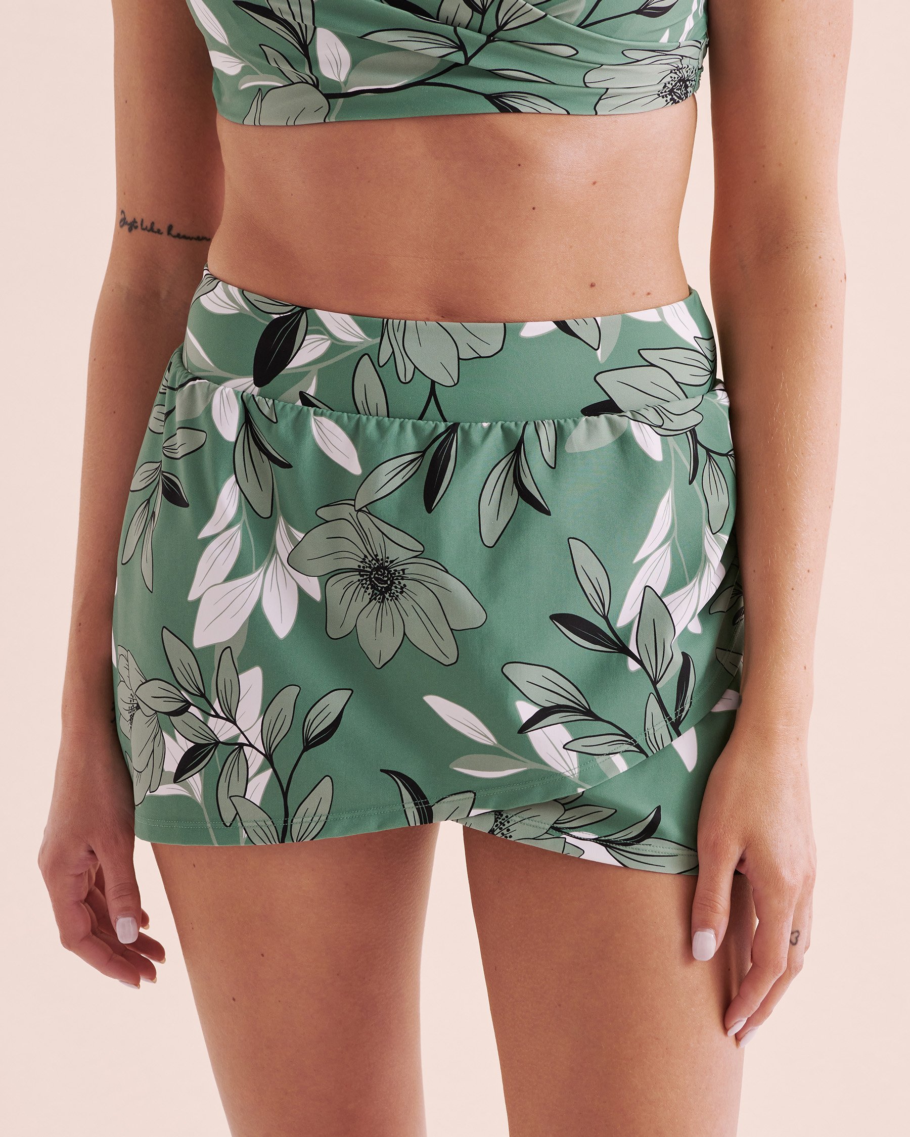TURQUOISE COUTURE Botanical Dream High Waist Swim Skirt Botanical Green 01300370 - View1