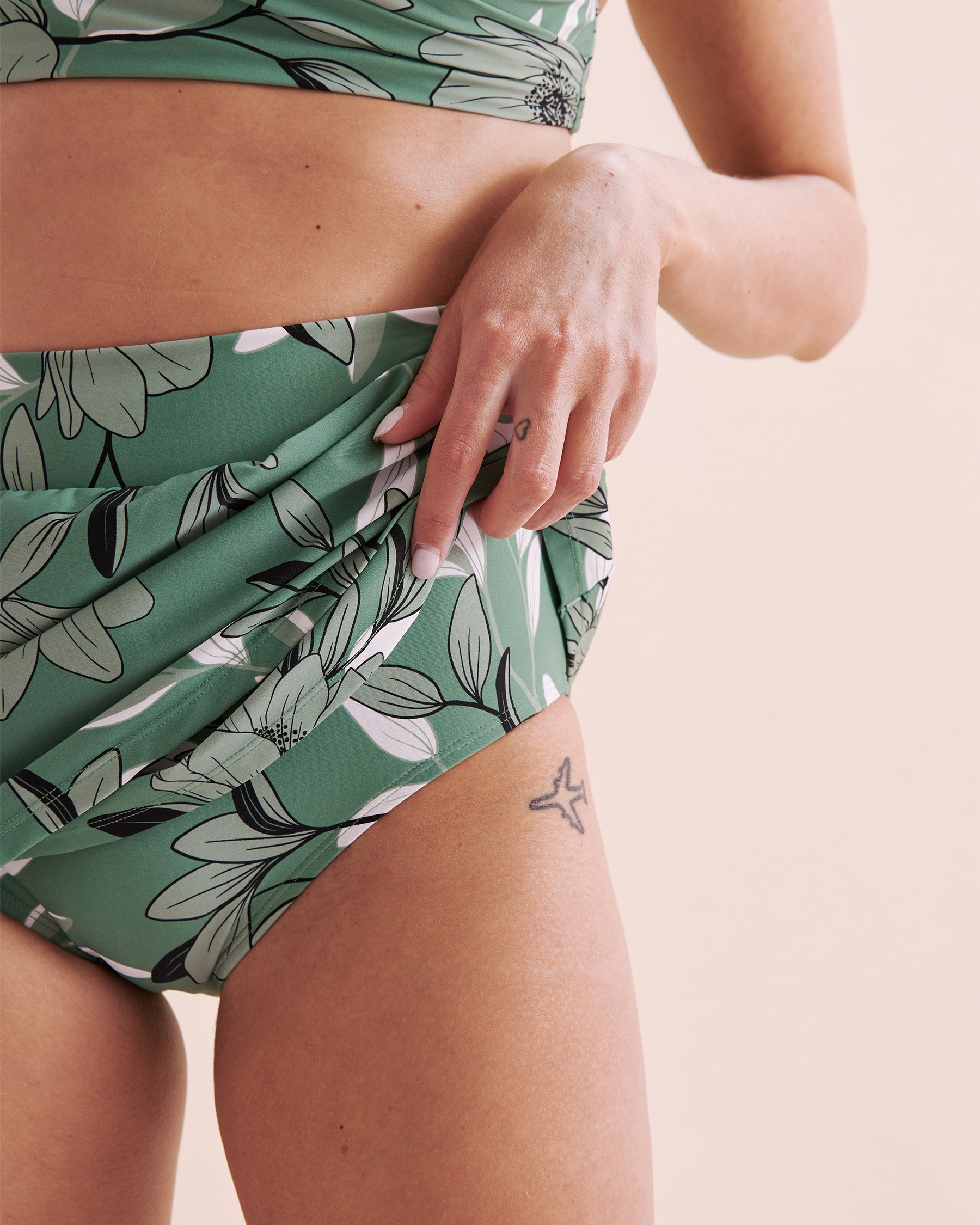 TURQUOISE COUTURE Botanical Dream High Waist Swim Skirt Botanical Green 01300370 - View4