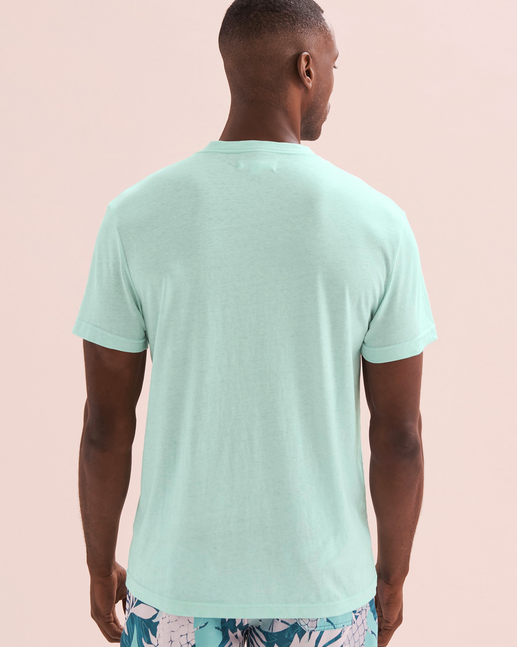 VINTAGE SUMMER Mens Slub T-shirt Mint Green V82703 - View2