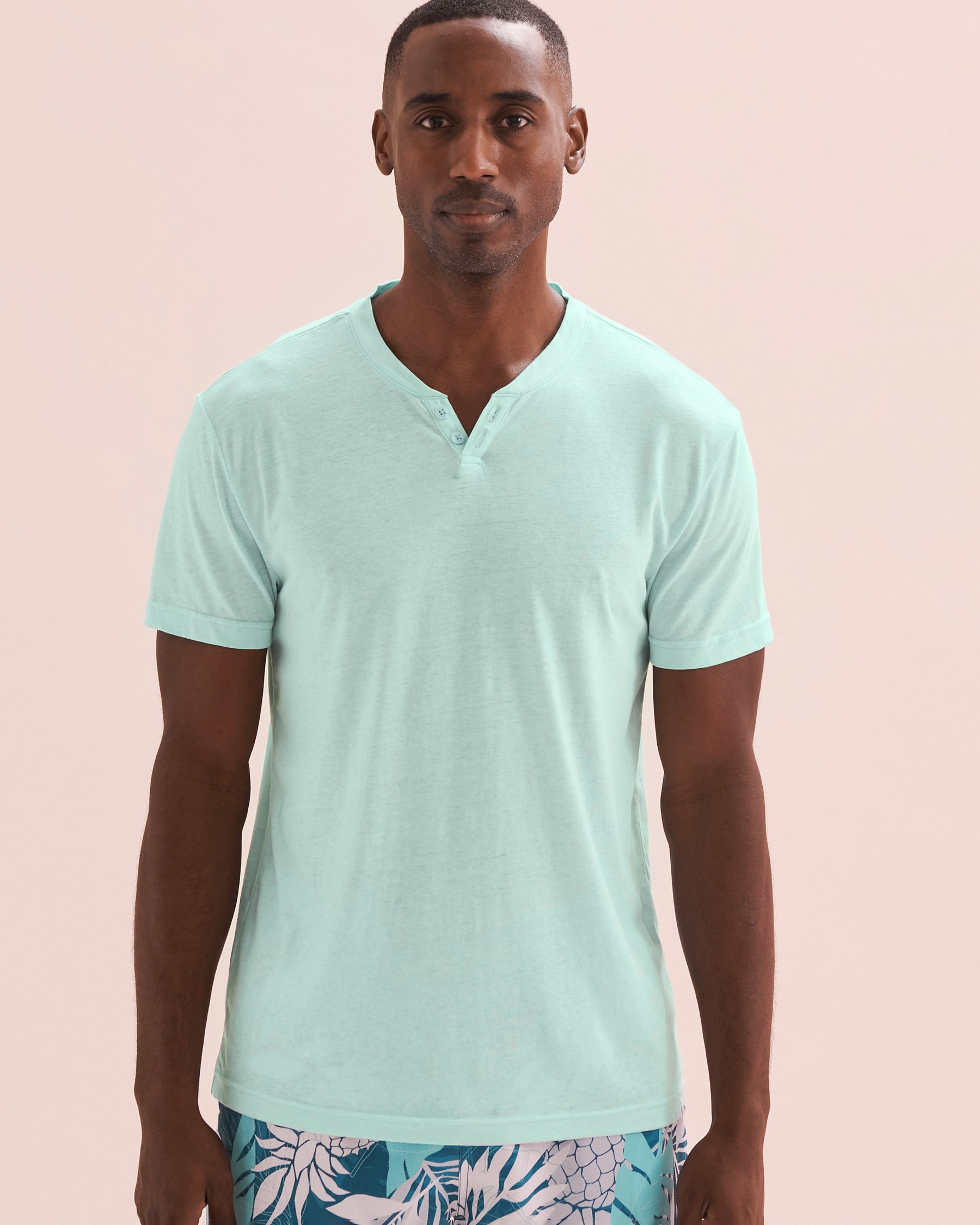 VINTAGE SUMMER Mens Slub T-shirt Mint Green V82703 - View4