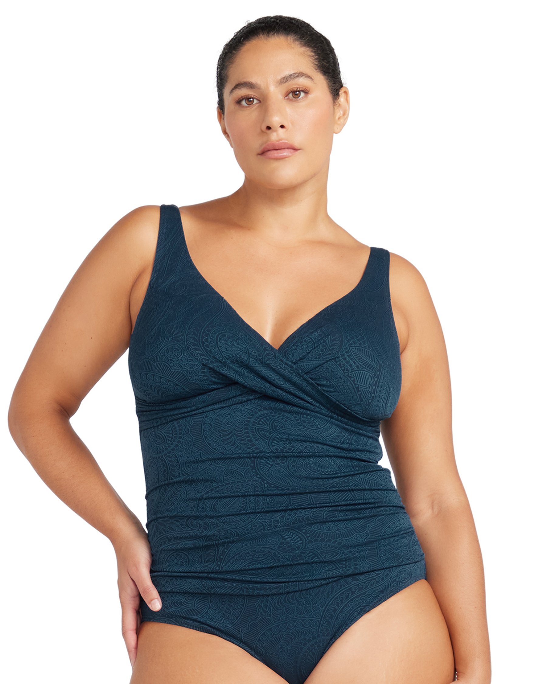 ARTESANDS Maillot une-pièce texturé bonnet D-G La Traviata Delacroix Bleu Marine AT1720LT - Voir8