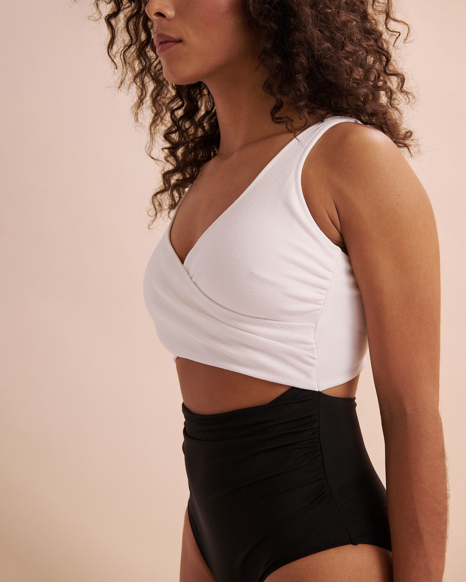 EVERYDAY SUNDAY Classic Wrap One-piece Swimsuit Black & White ESBEAW00964F - View7