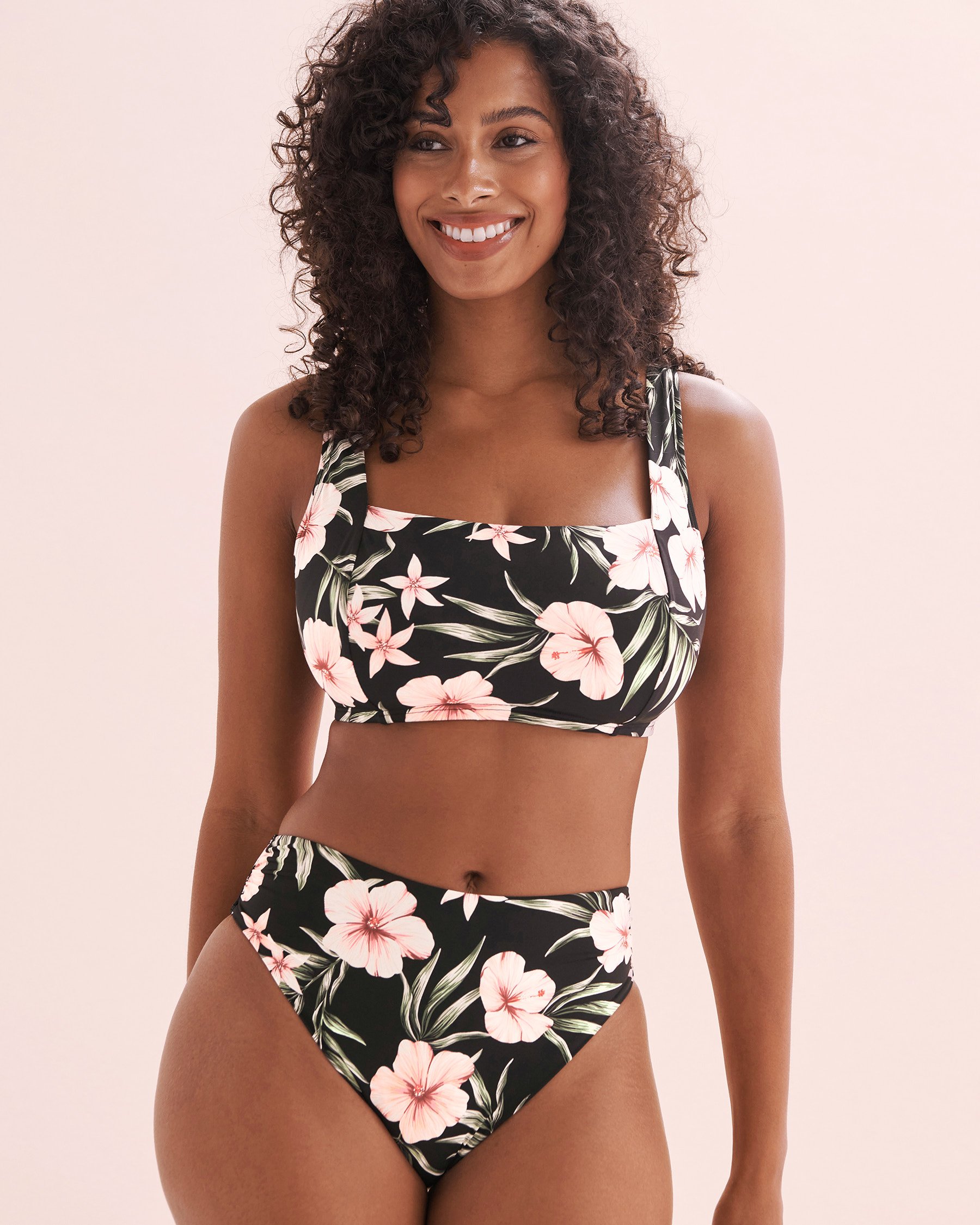 EAU DE SEA Bas de bikini brésilien Tropical Hibiscus Imprimé hibiscus noir 01300373 - Voir7